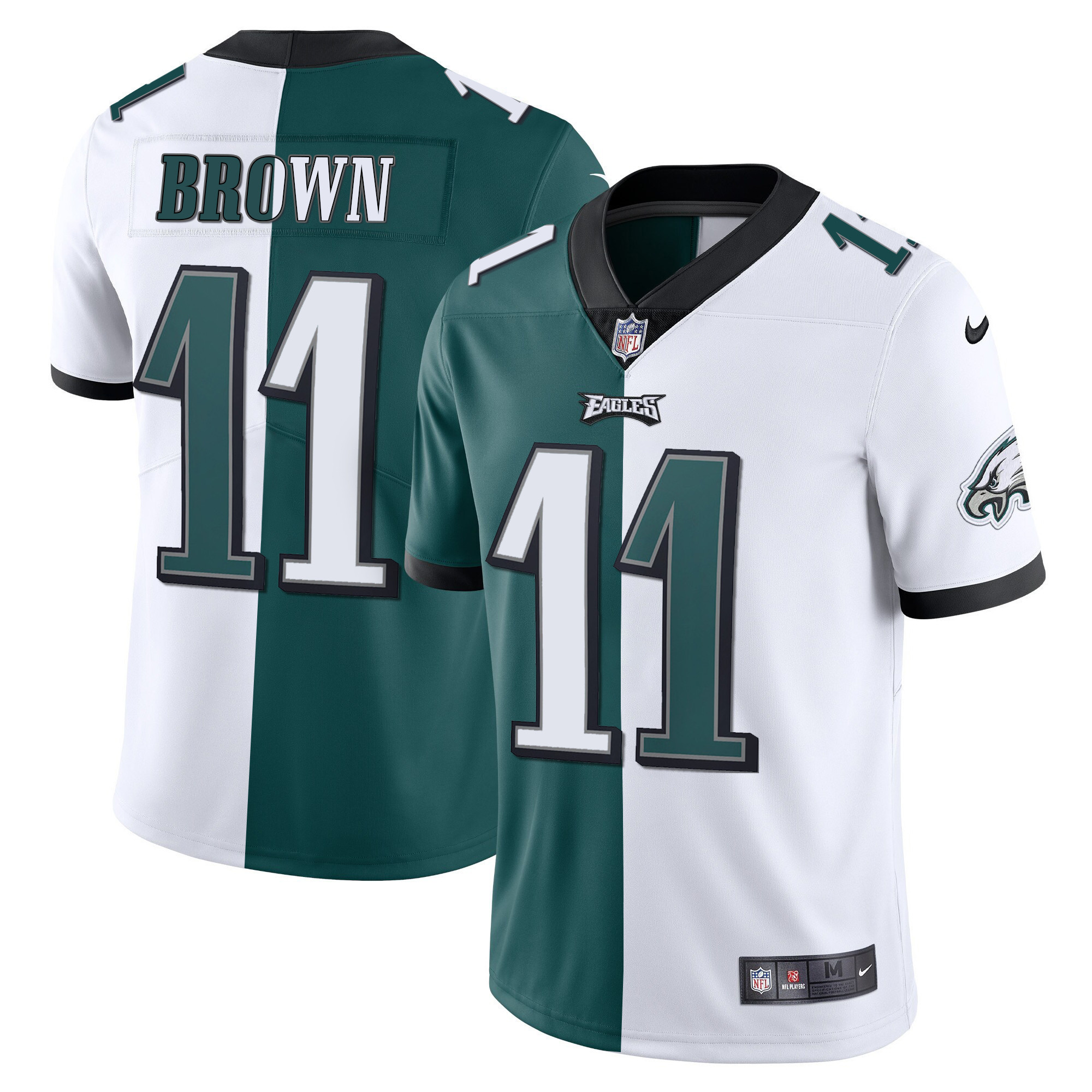 A.J. Brown Men's Philadelphia Eagles Gold & Split Vapor - All Stitched Split Jersey - All Stitched