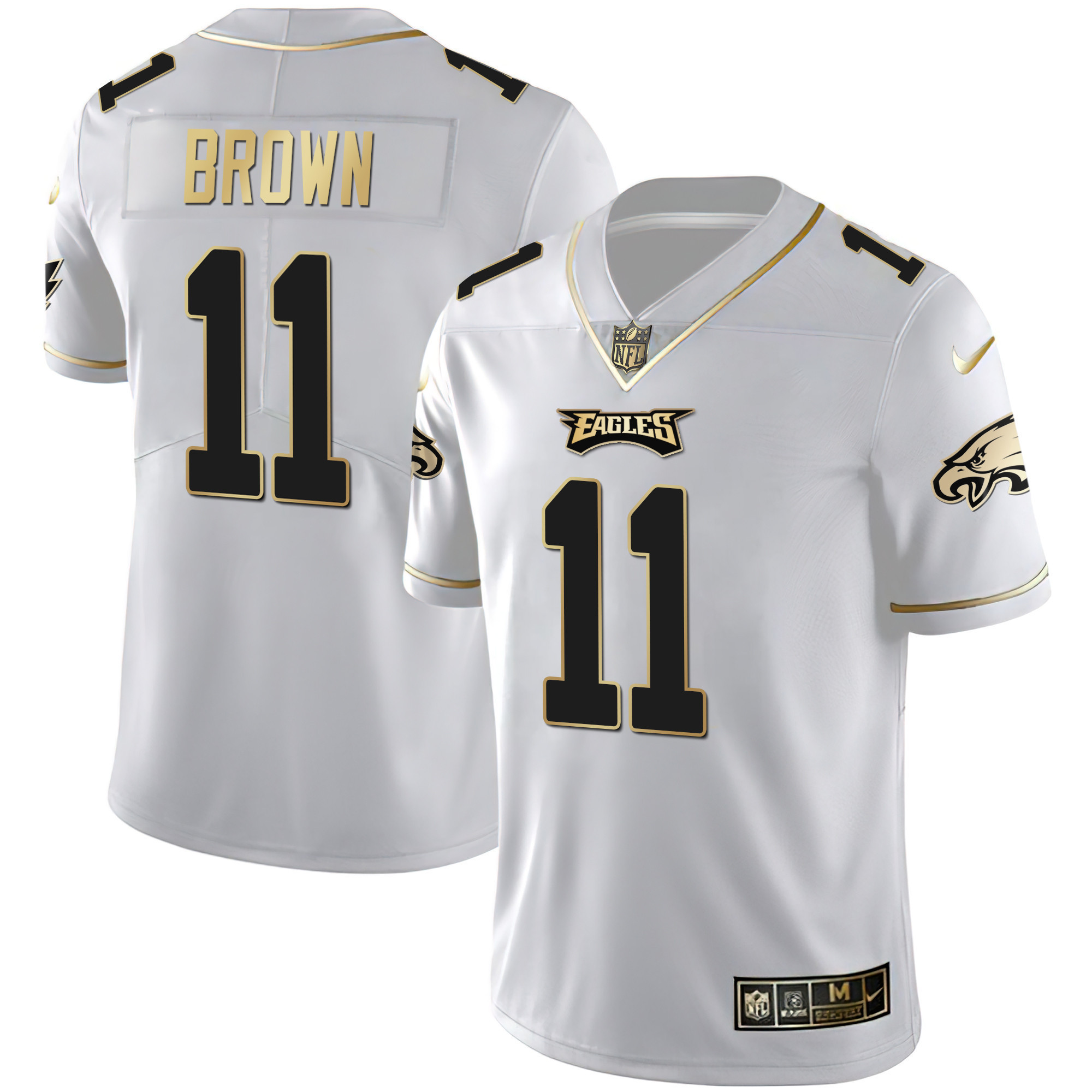 A.J. Brown Men's Philadelphia Eagles Gold & Split Vapor - All Stitched White Gold Jersey - All Stitched