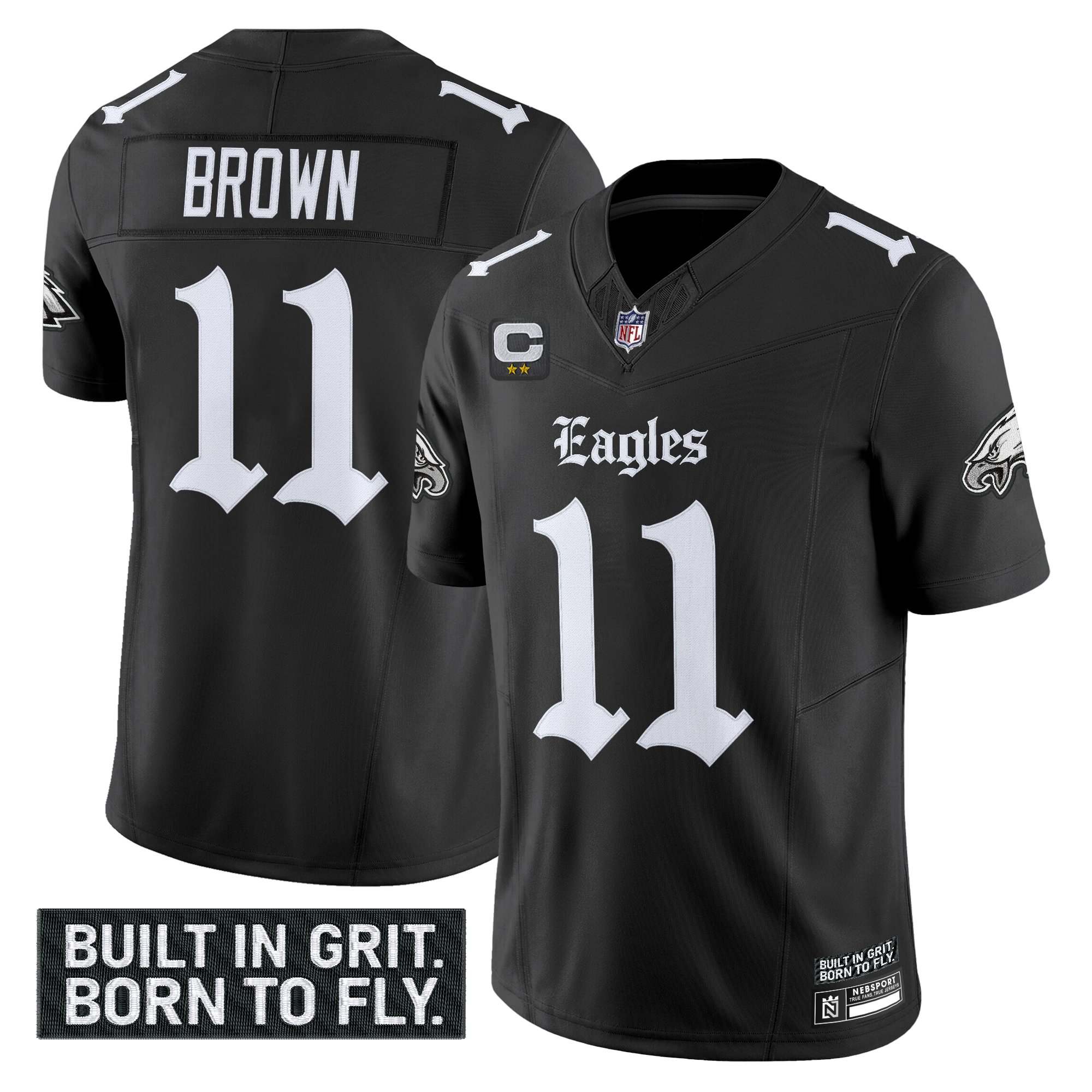 A.J. Brown Men's Philadelphia Eagles 'Gothic Philly Edition' Vapor Limited Black Jersey - All Stitched