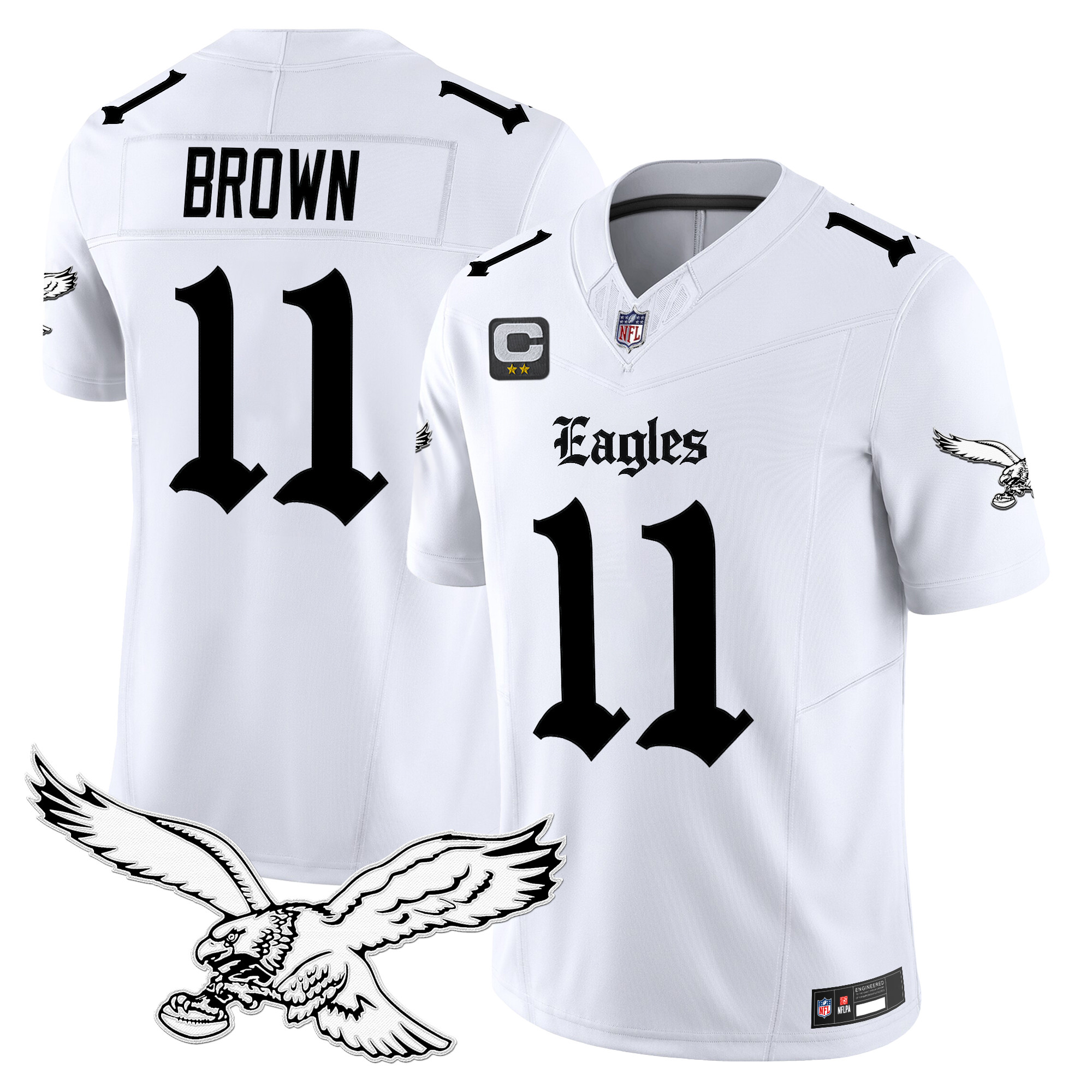A.J. Brown Men's Philadelphia Eagles 'Gothic Philly Edition' Vapor Limited White Jersey - All Stitched