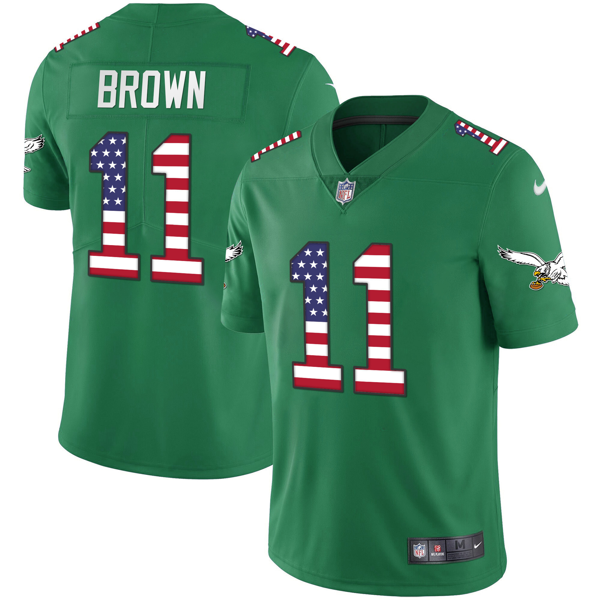 A.J. Brown Men's Philadelphia Eagles Kelly Green Gold Flag Vapor Kelly Green Jersey - All Stitched