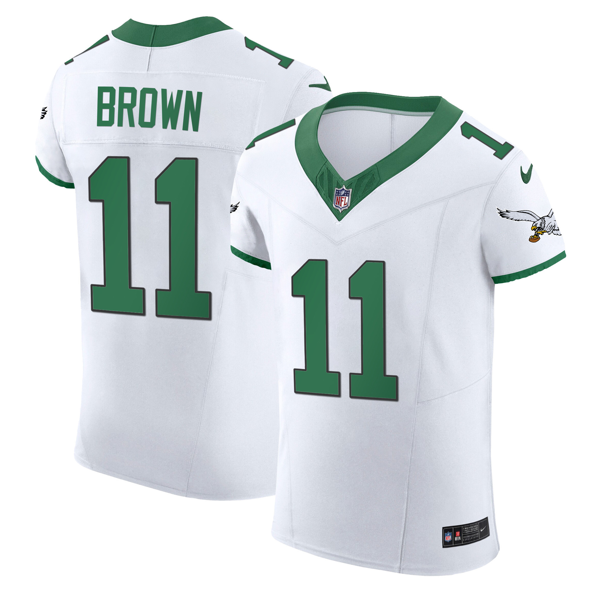 A.J. Brown Men's Philadelphia Eagles Kelly Green Vapor Elite Kelly White Jersey - All Stitched