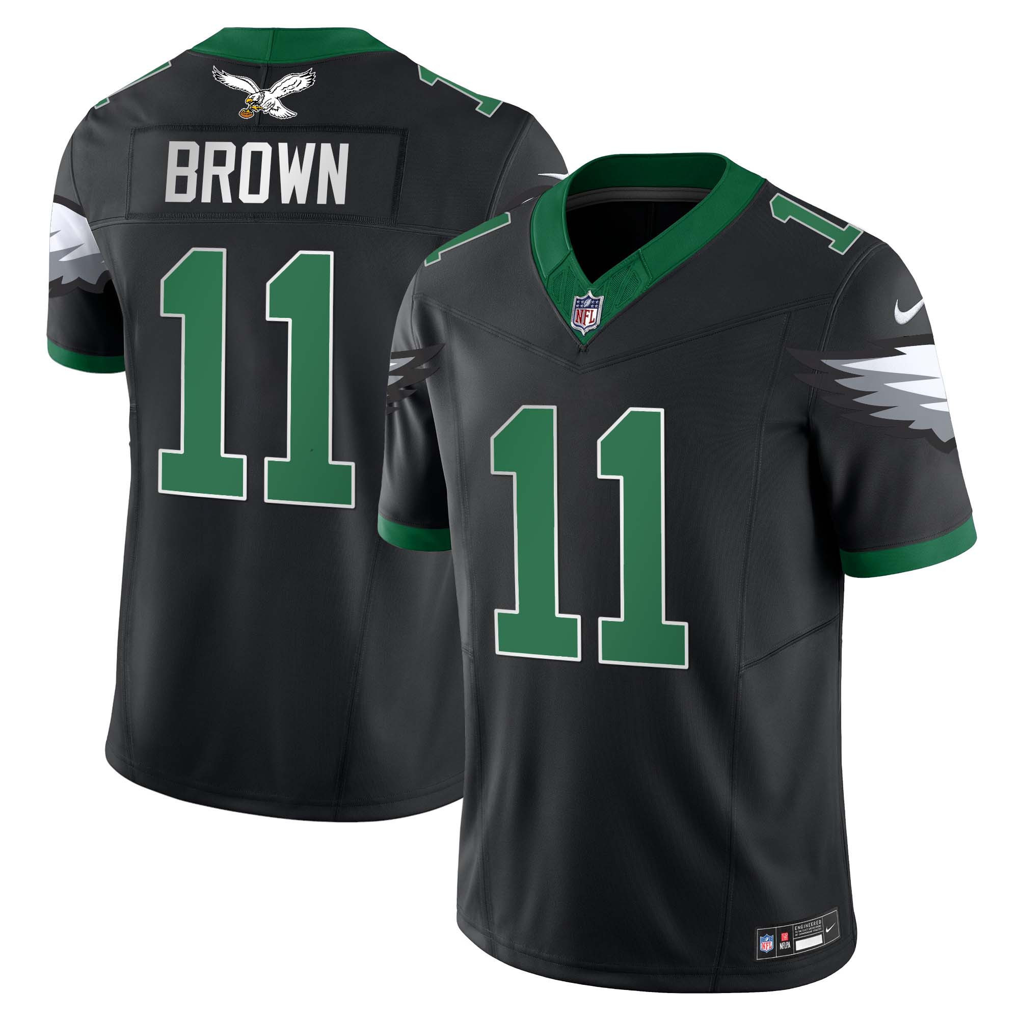 A.J. Brown Men's Philadelphia Eagles Kelly Green Vapor Limited Black Jersey - All Stitched