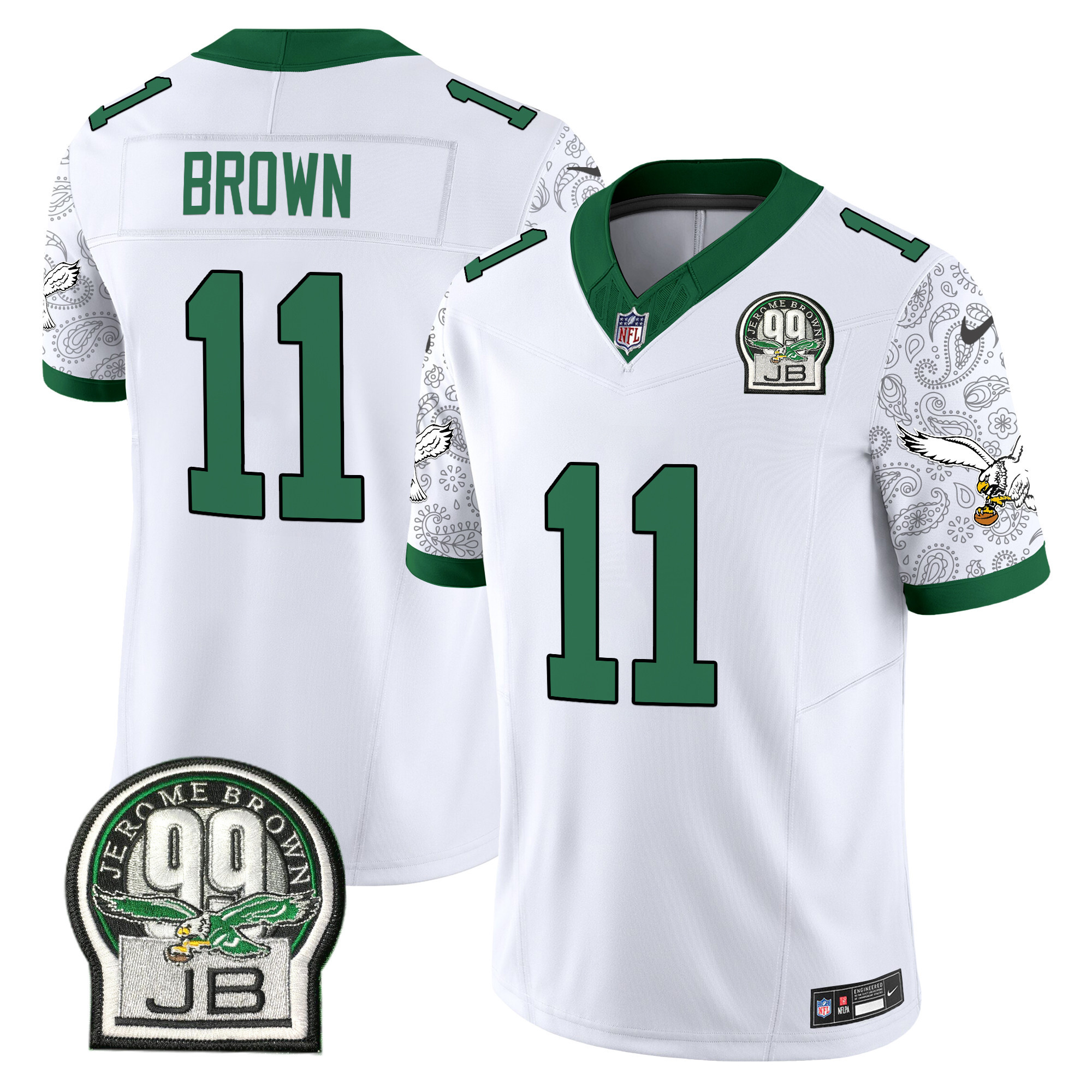 A.J. Brown Men's Philadelphia Eagles Kelly Green Vapor Limited Kelly White Jersey - All Stitched