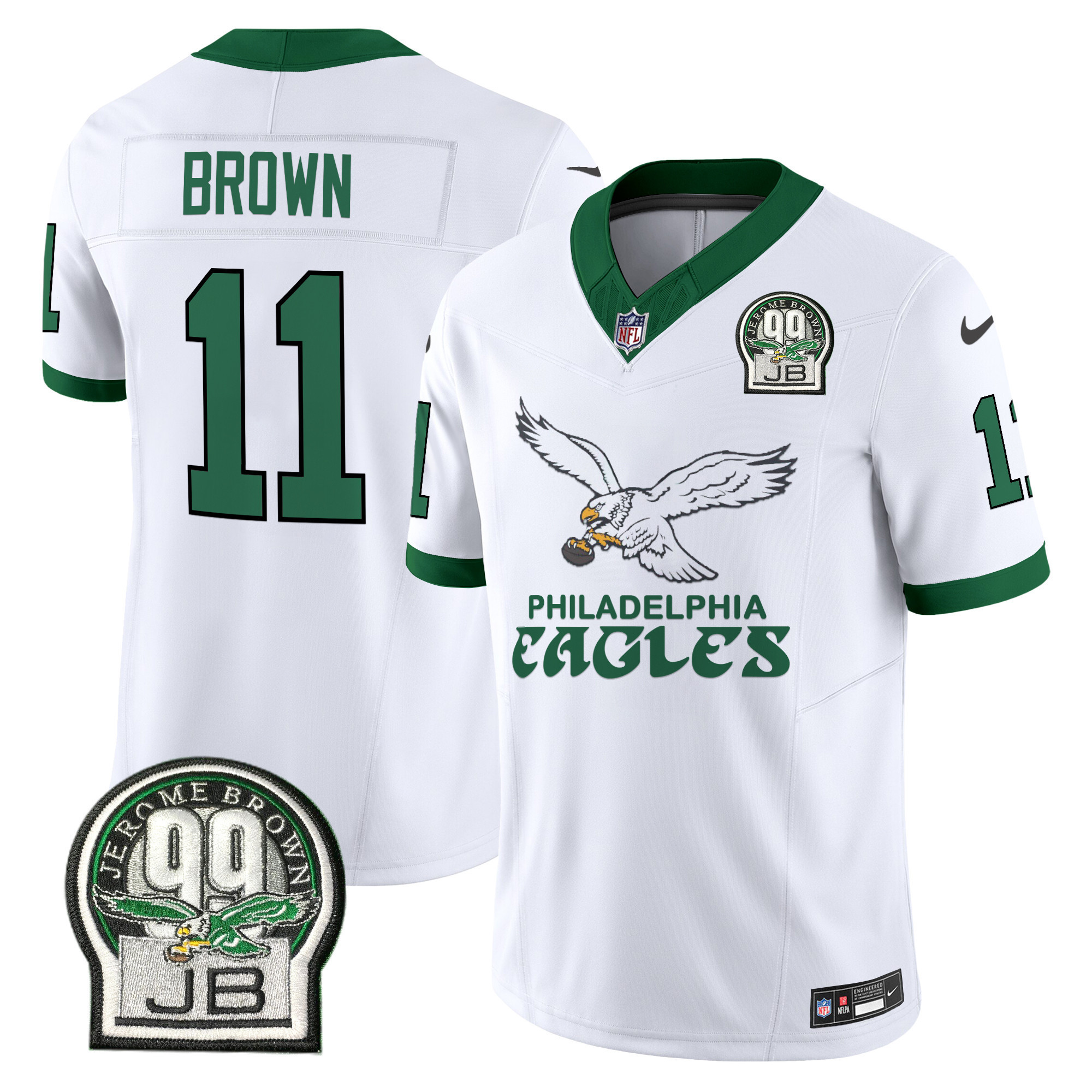 A.J. Brown Men's Philadelphia Eagles Kelly Green Vapor Limited Kelly White Jersey - All Stitched