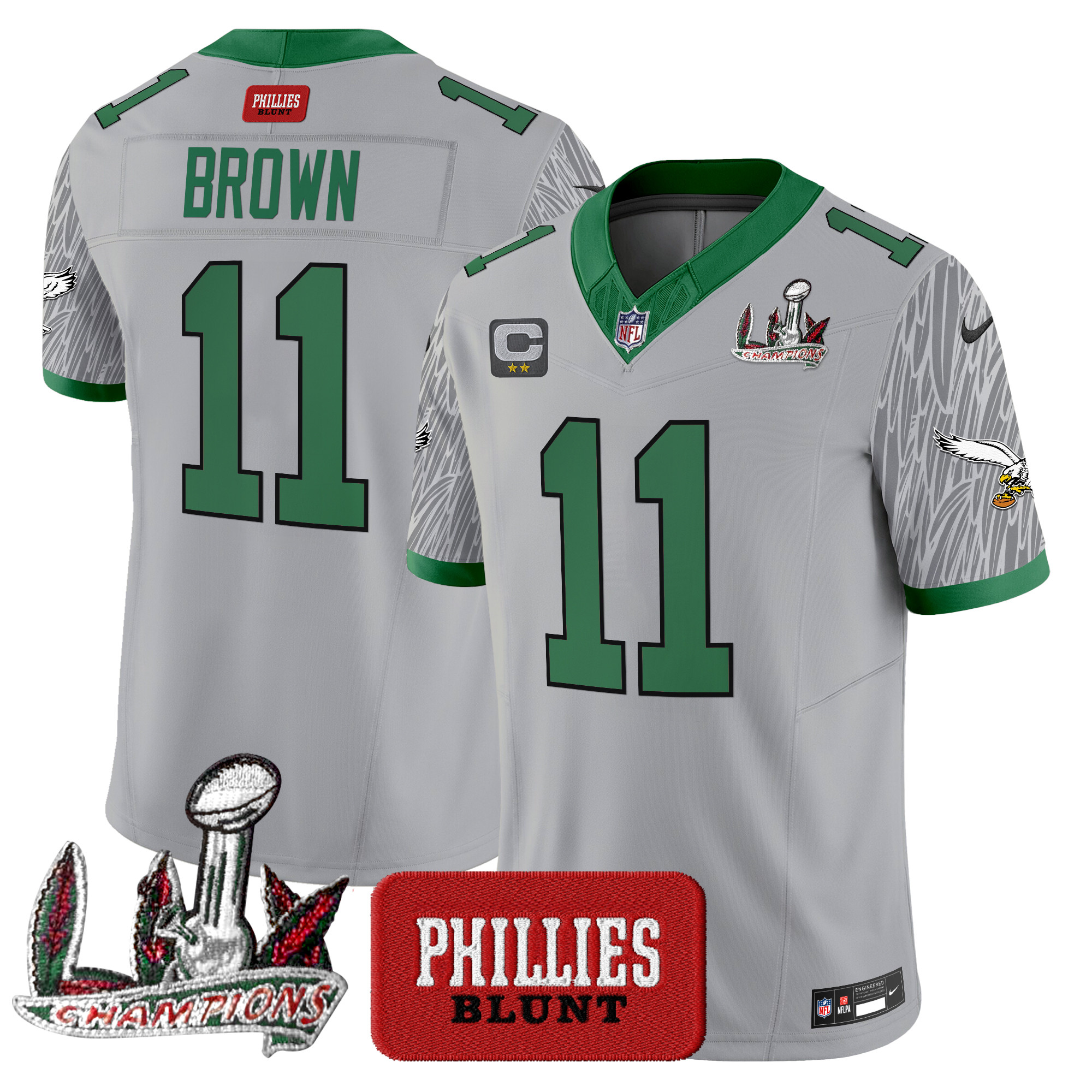 A.J. Brown Men's Philadelphia Eagles Phillies Blunt Vapor Limited Jersey - Stitched Smoke Jersey - All Stitched