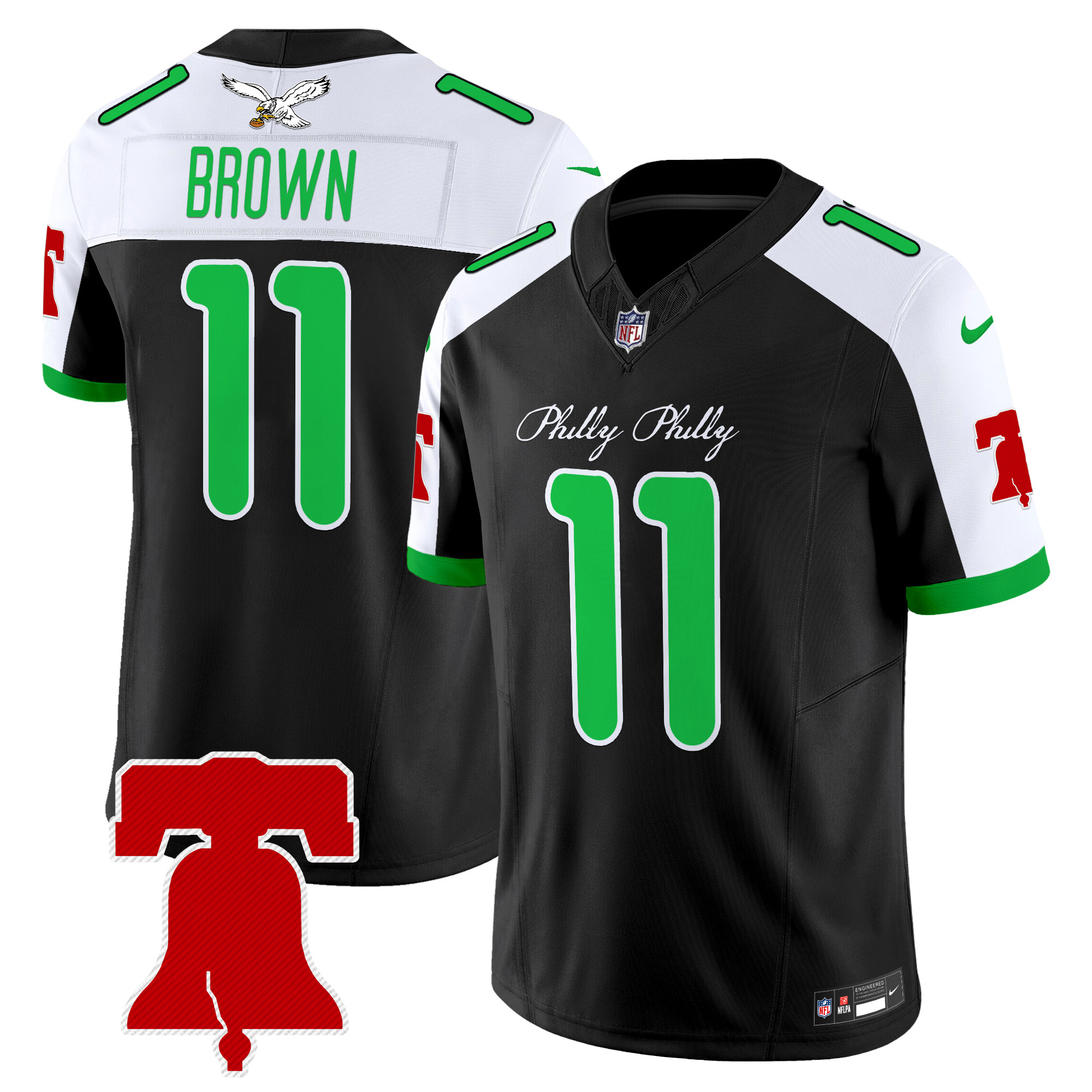 A.J. Brown Men's Philadelphia Eagles Philly Phanatic Style Vapor Limited Black Alternate Jersey - All Stitched
