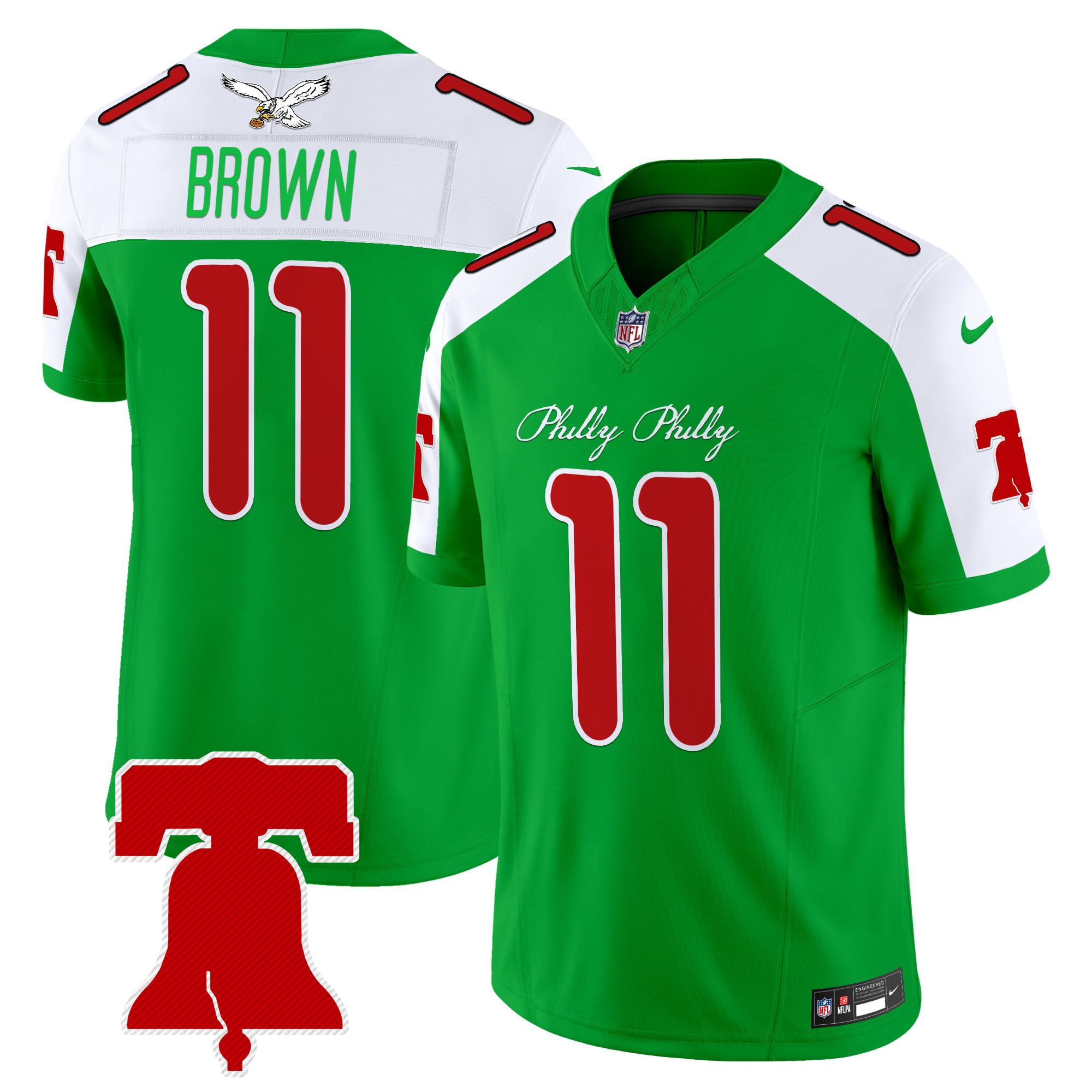 A.J. Brown Men's Philadelphia Eagles Philly Phanatic Style Vapor Limited Kelly Alternate Jersey - All Stitched