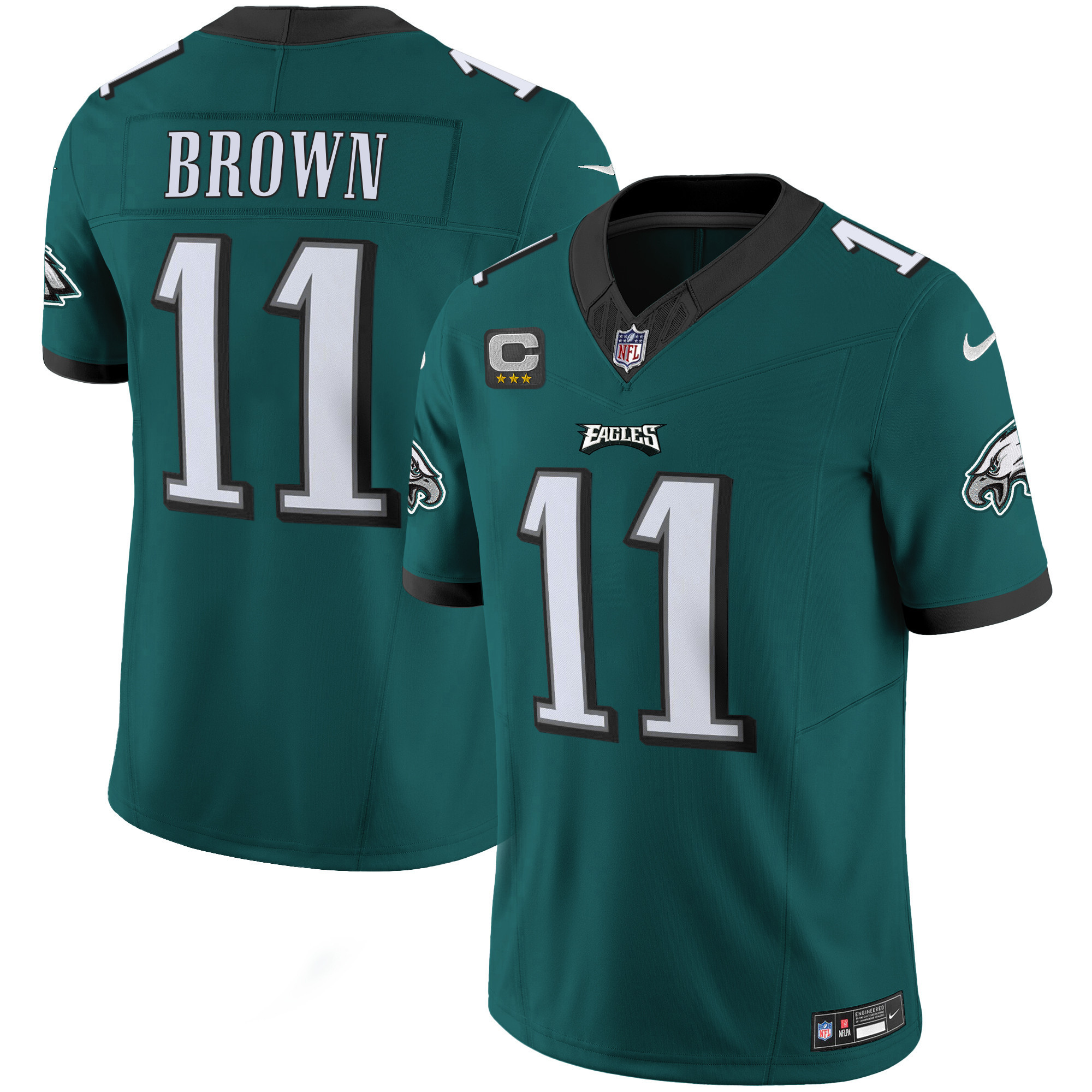 A.J. Brown Men's Philadelphia Eagles Vapor Limited Midnight Green Jersey - All Stitched