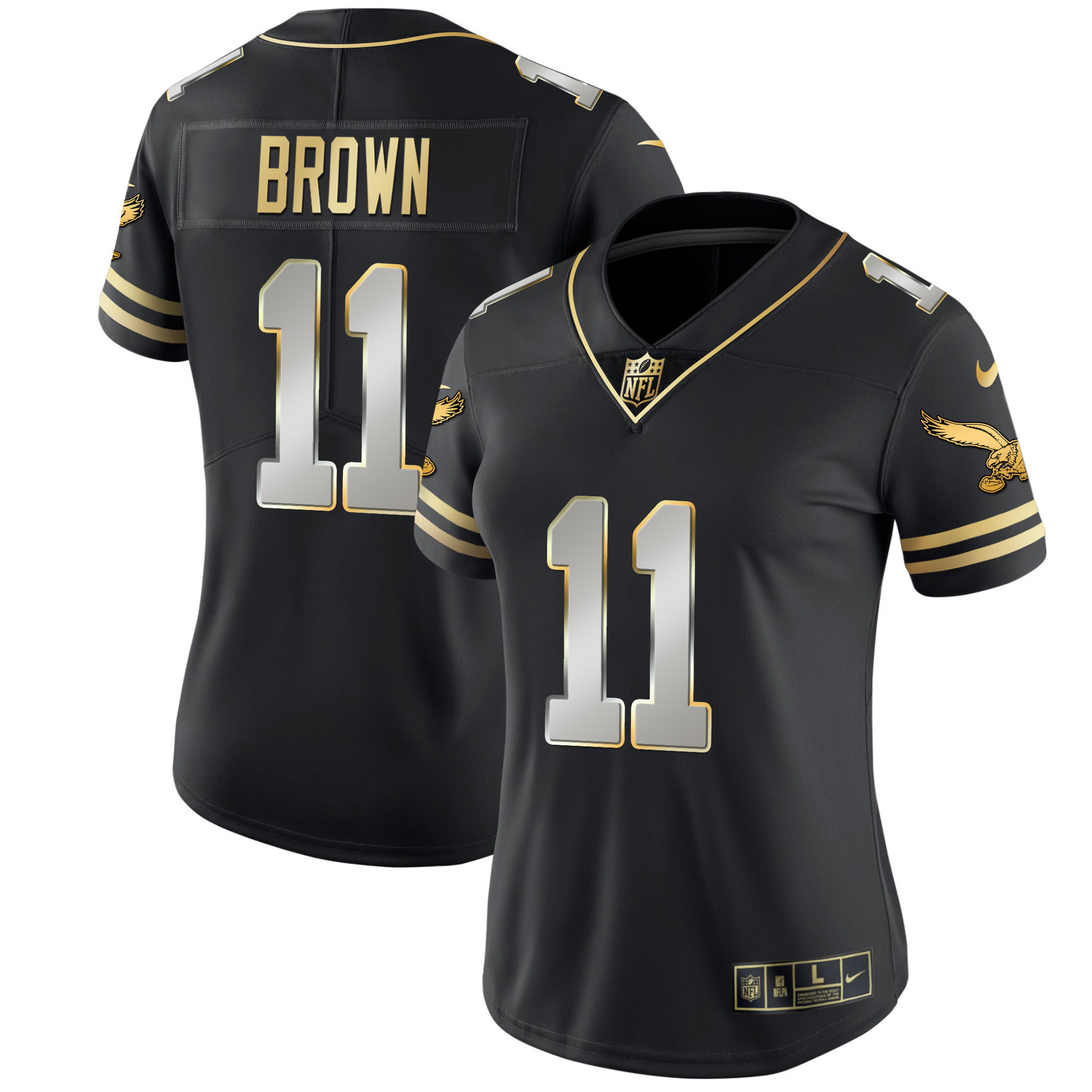 A.J. Brown Women's Philadelphia Eagles Gold & Kelly Vapor Black Limited Jersey - All Stitched