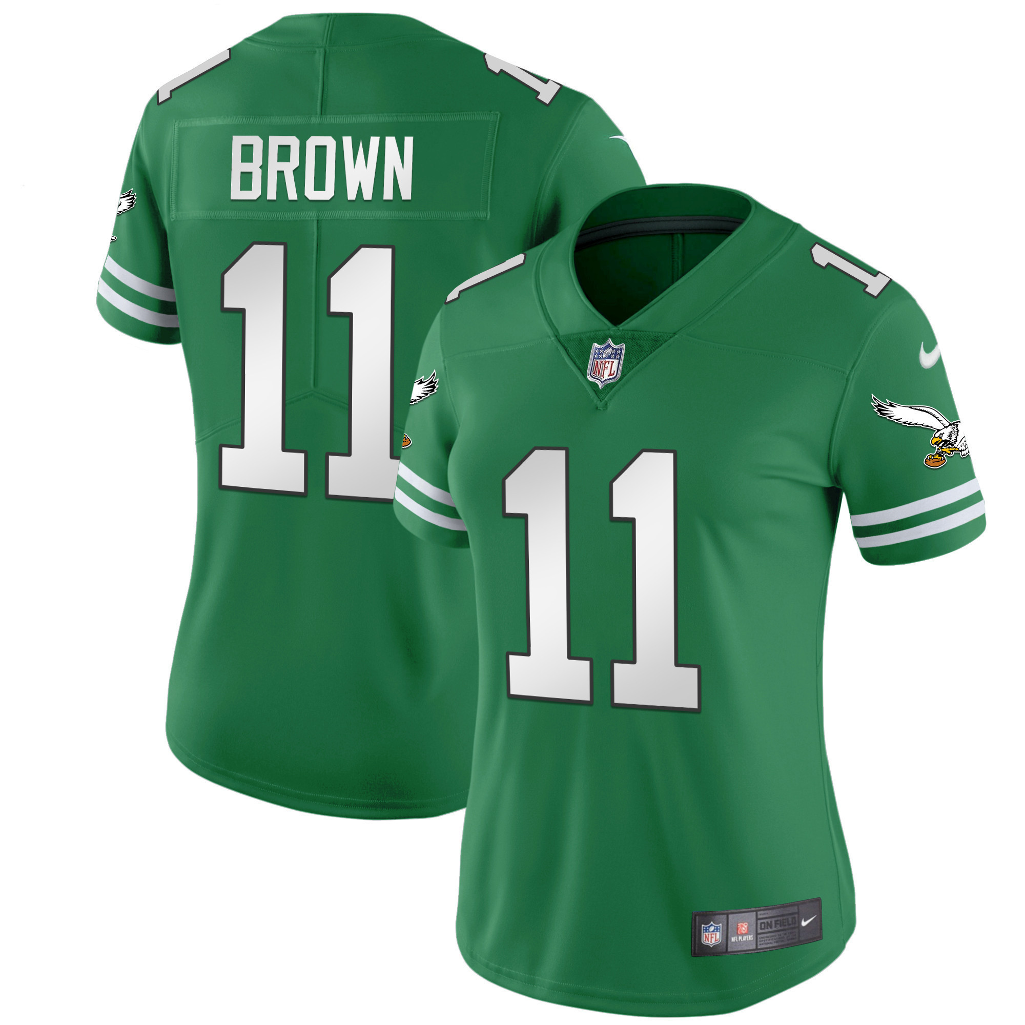 A.J. Brown Women's Philadelphia Eagles Gold & Kelly Vapor Kelly Green Jersey - All Stitched
