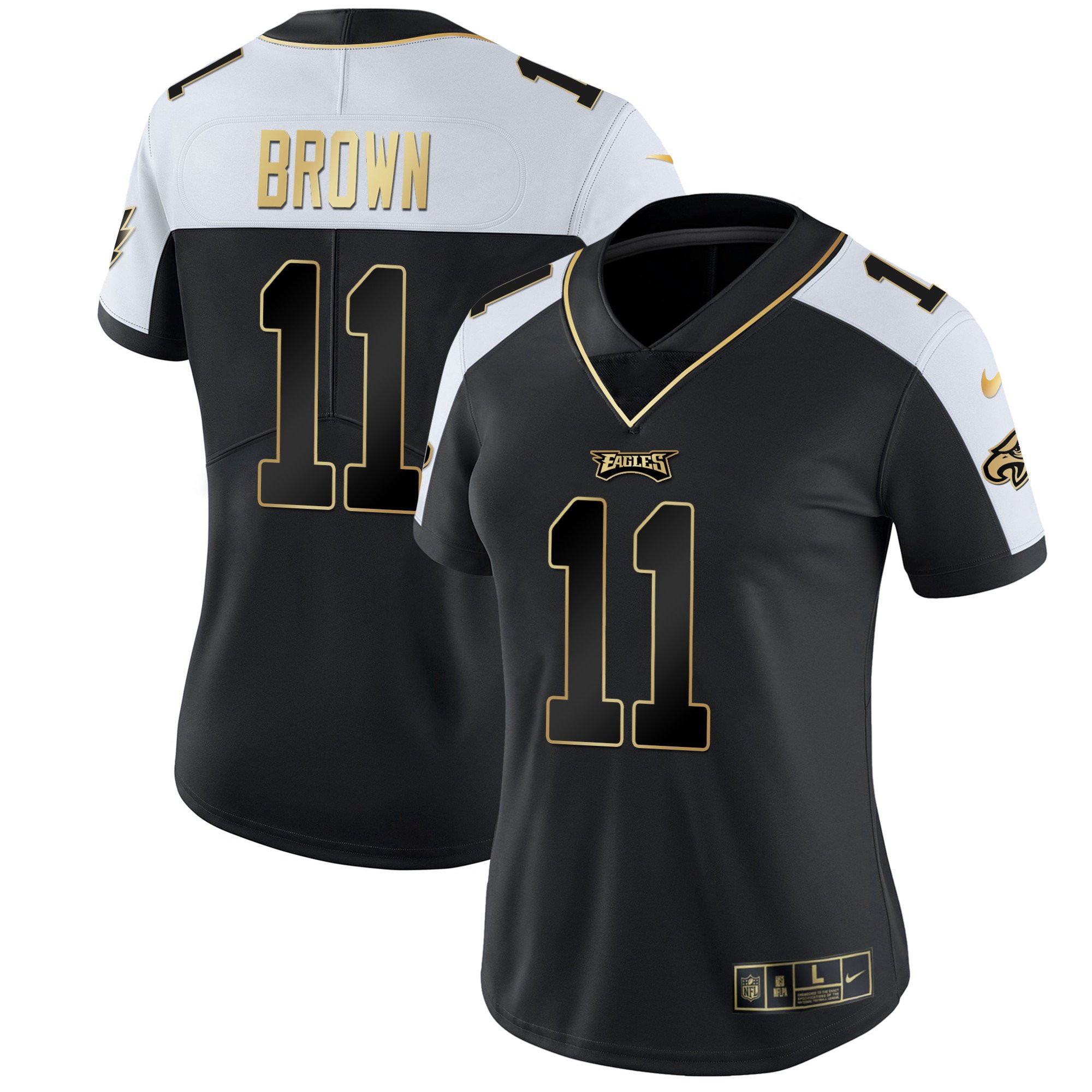 A.J. Brown Women's Philadelphia Eagles Gold & Split Vapor - All Stitched Alternate Jersey - All Stitched