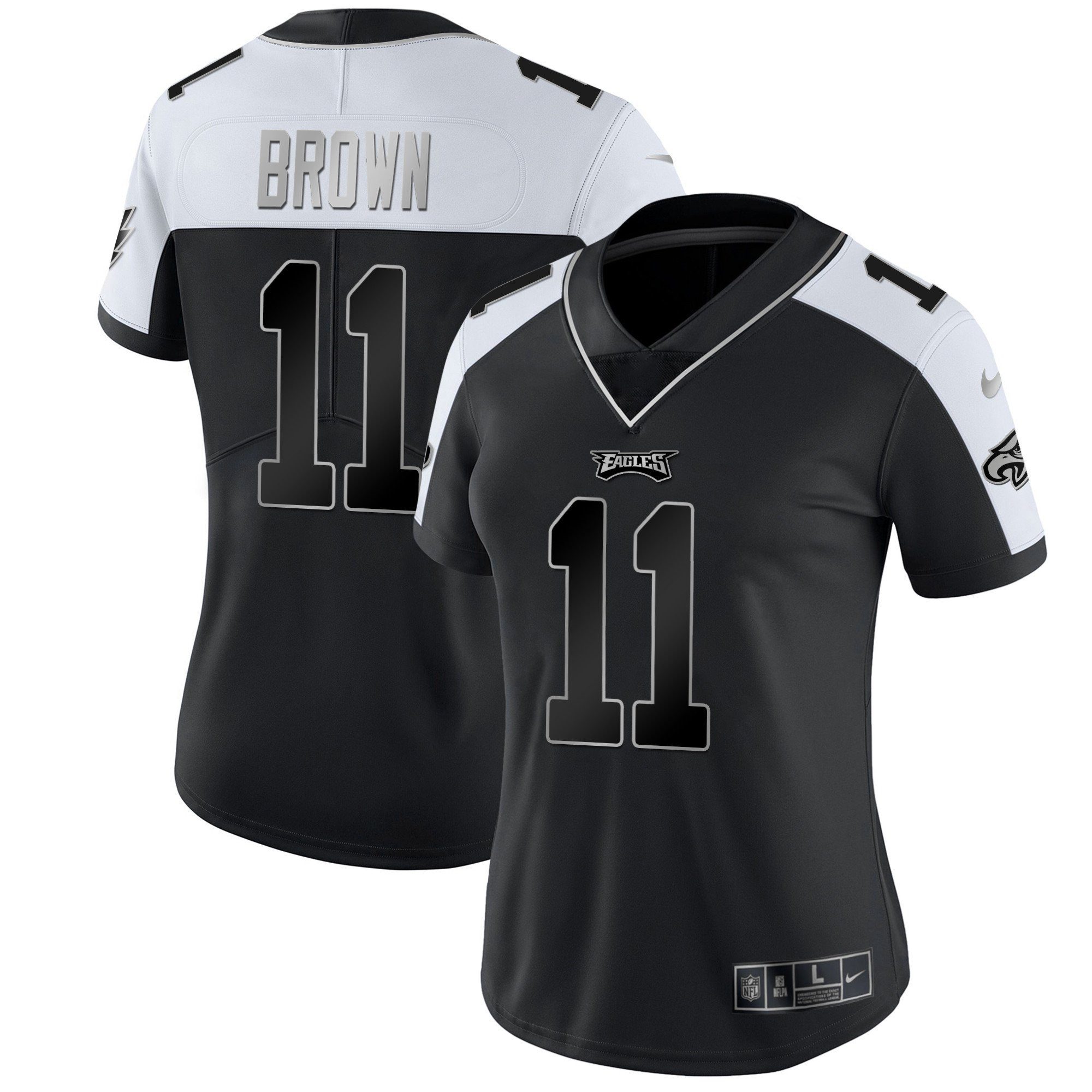 A.J. Brown Women's Philadelphia Eagles Gold & Split Vapor - All Stitched Alternate Silver Jersey - All Stitched