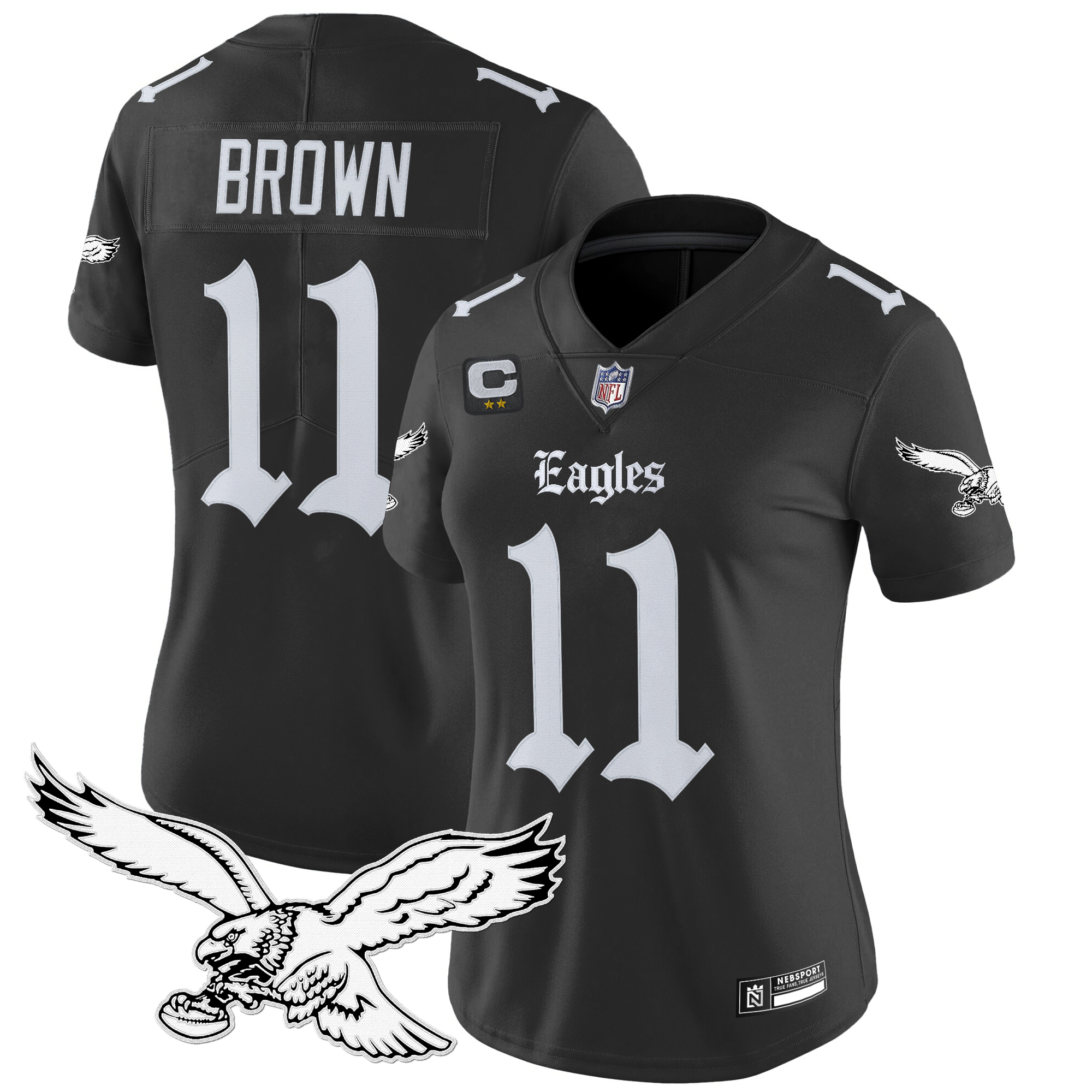 A.J. Brown Women's Philadelphia Eagles 'Gothic Philly Edition' Vapor Limited Black Jersey - All Stitched