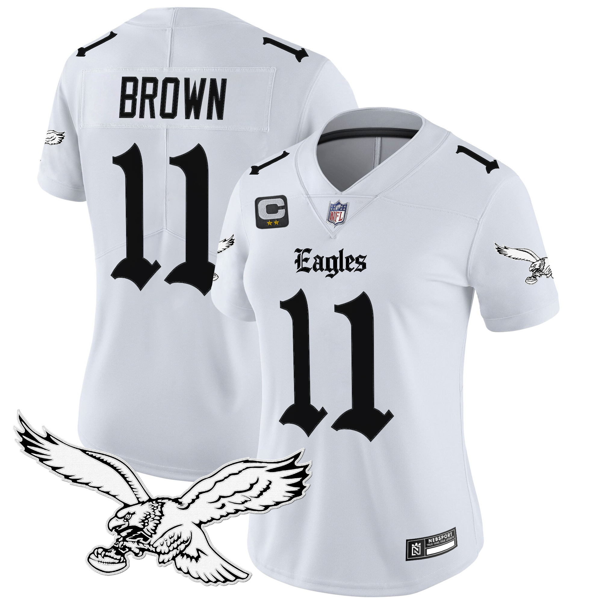 A.J. Brown Women's Philadelphia Eagles 'Gothic Philly Edition' Vapor Limited White Jersey - All Stitched