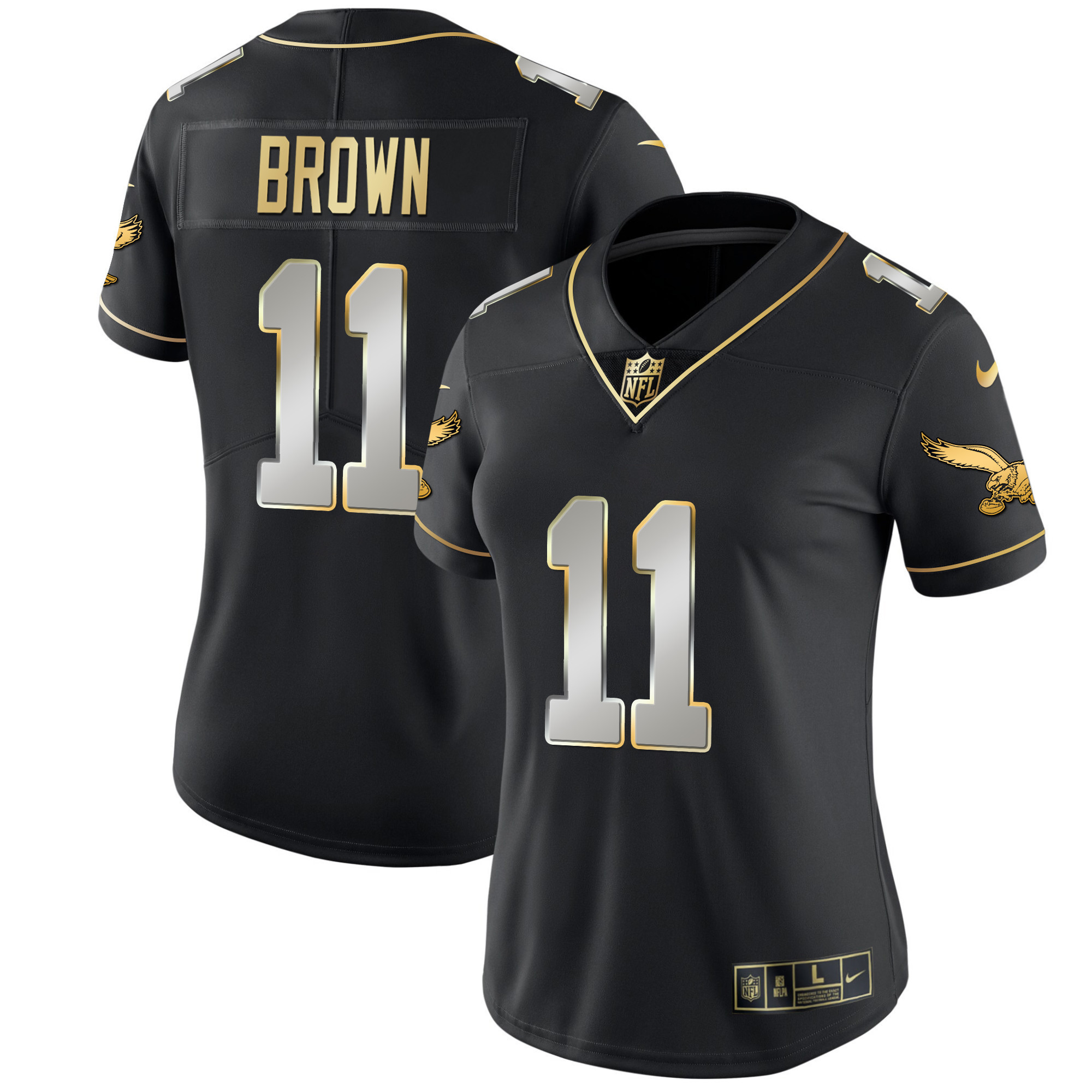 A.J. Brown Women's Philadelphia Eagles Kelly Green Gold Black Limited Jersey - All Stitched