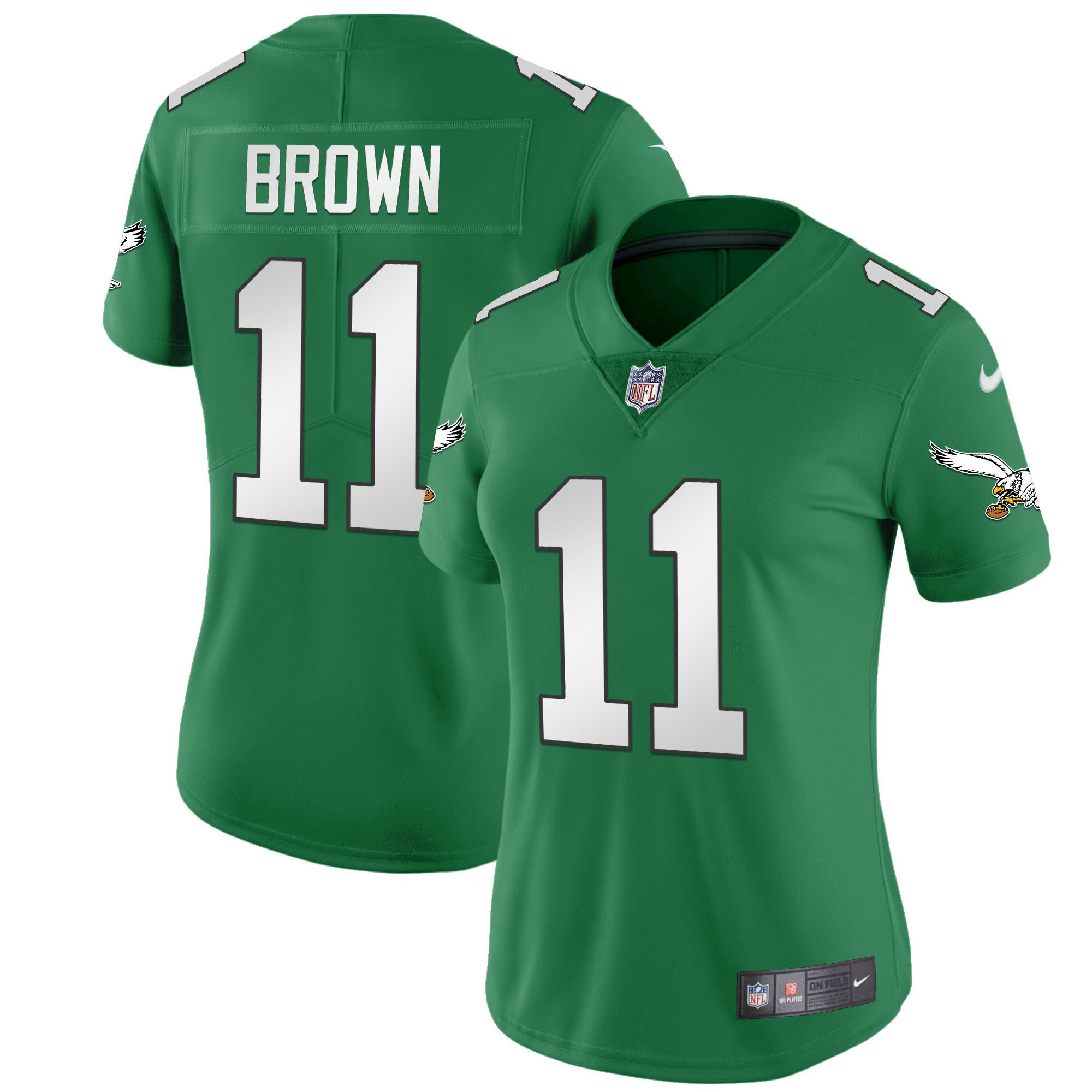 A.J. Brown Women's Philadelphia Eagles Kelly Green Gold Kelly Green Jersey - All Stitched