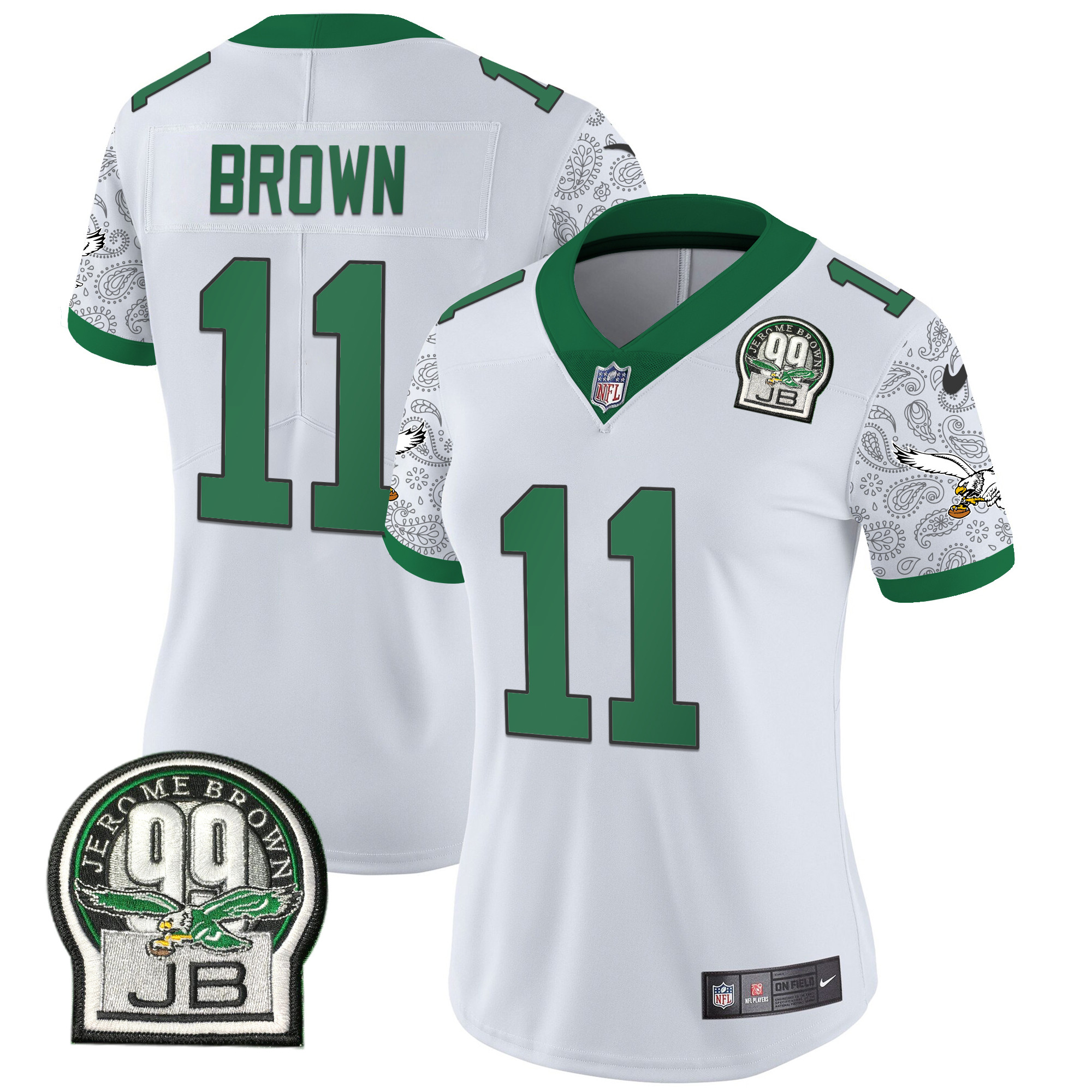 A.J. Brown Women's Philadelphia Eagles Kelly Green Vapor Limited Kelly White Jersey - All Stitched