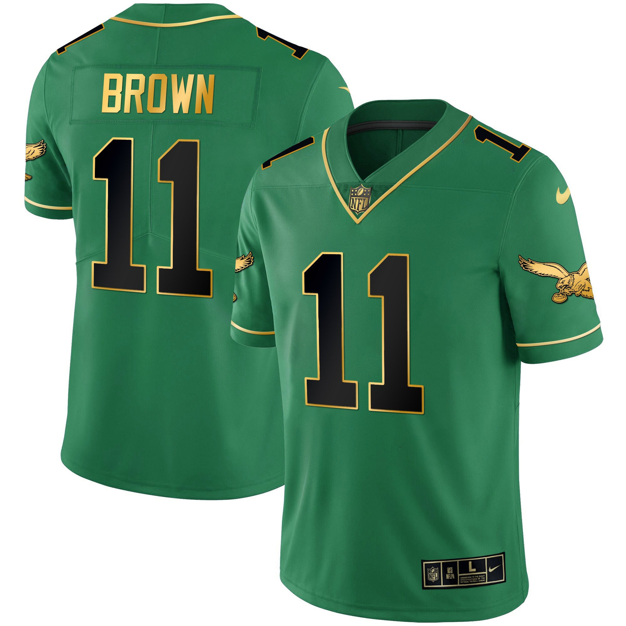 A.J. Brown Youth's Philadelphia Eagles Kelly Green Gold Black Kelly Jersey - All Stitched