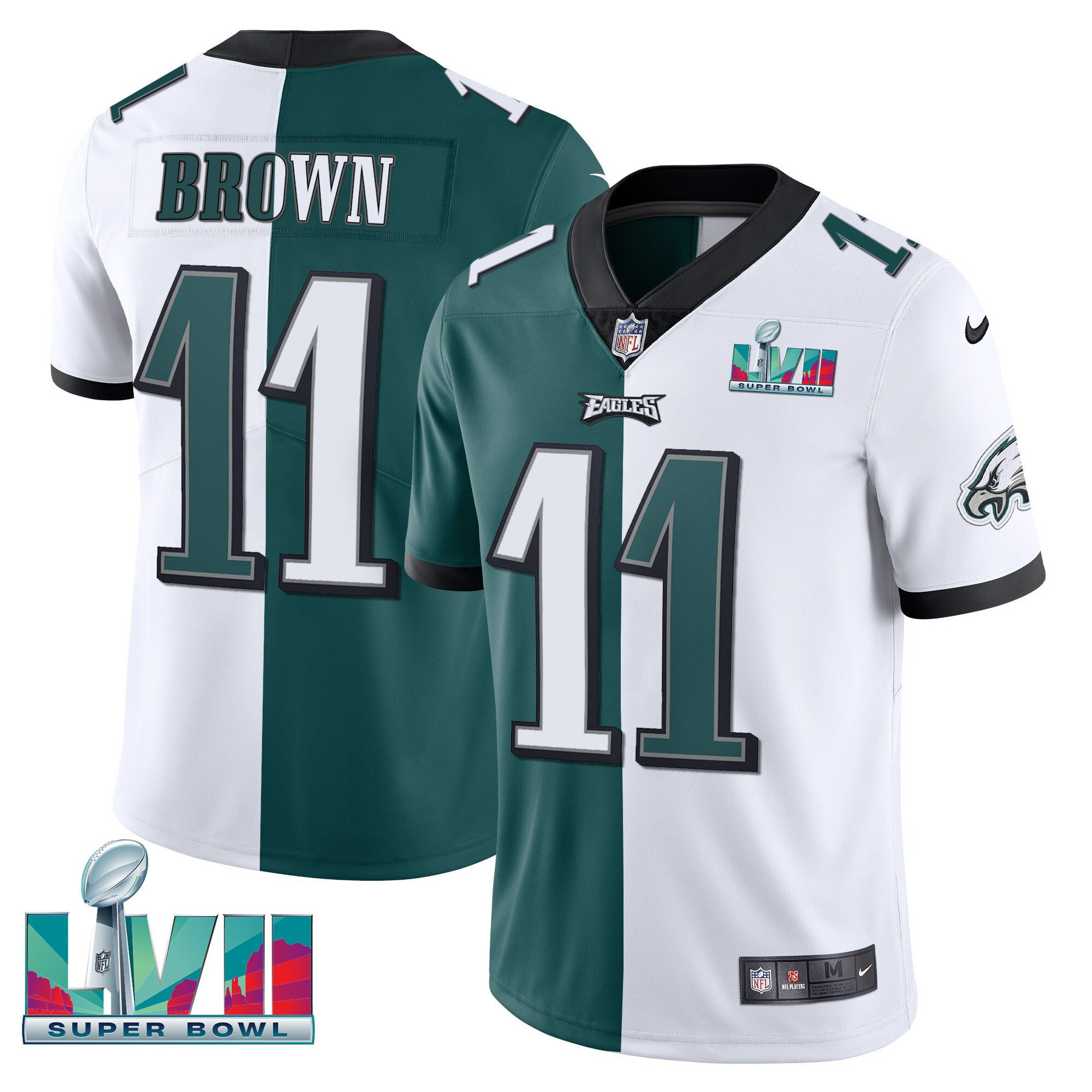 A.J. Brown Youth's Philadelphia Eagles Super Bowl Patch Vapor Split Jersey - All Stitched