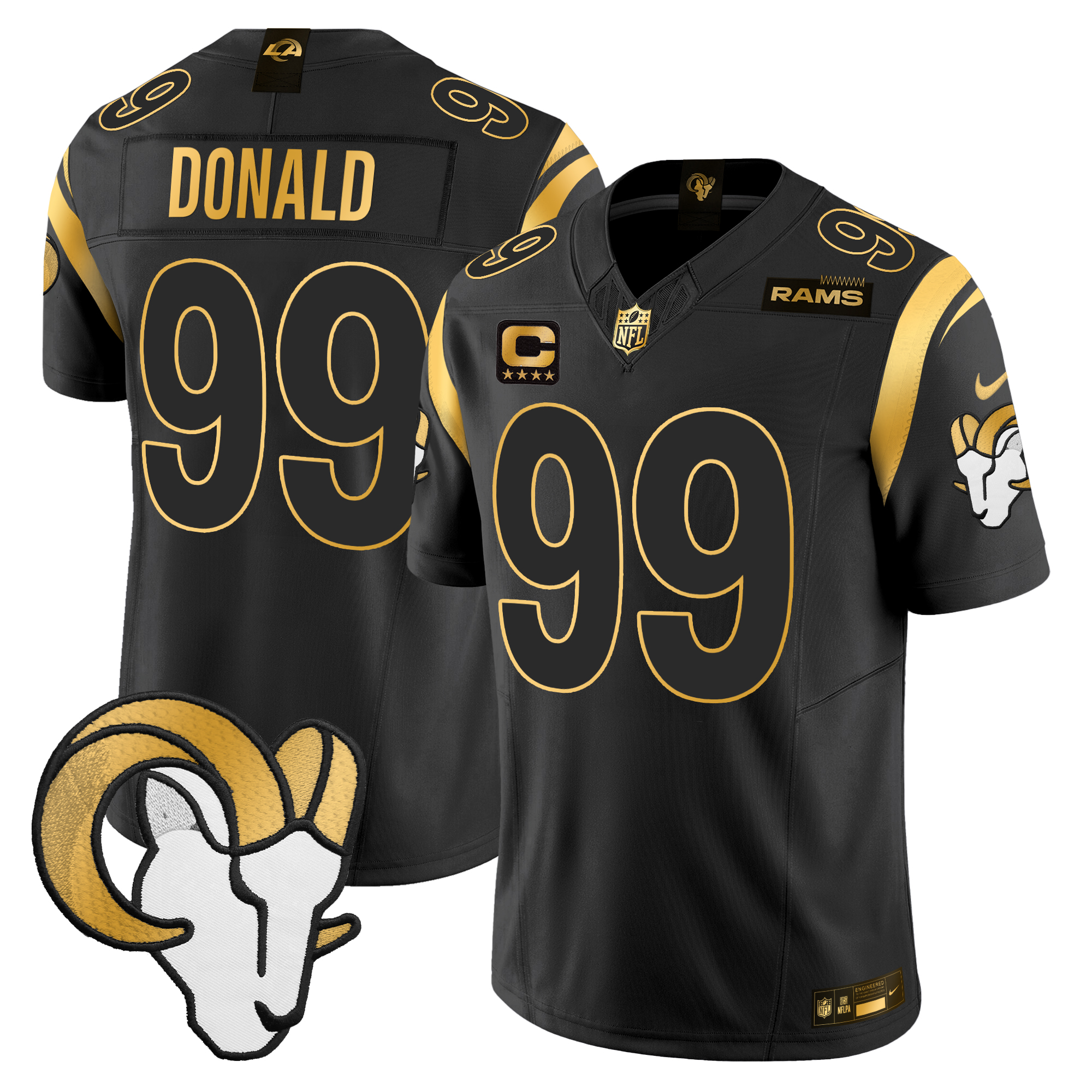 Aaron Donald Men's Los Angeles Rams 2024 Gold Vapor Limited Black Gold Jersey - All Stitched