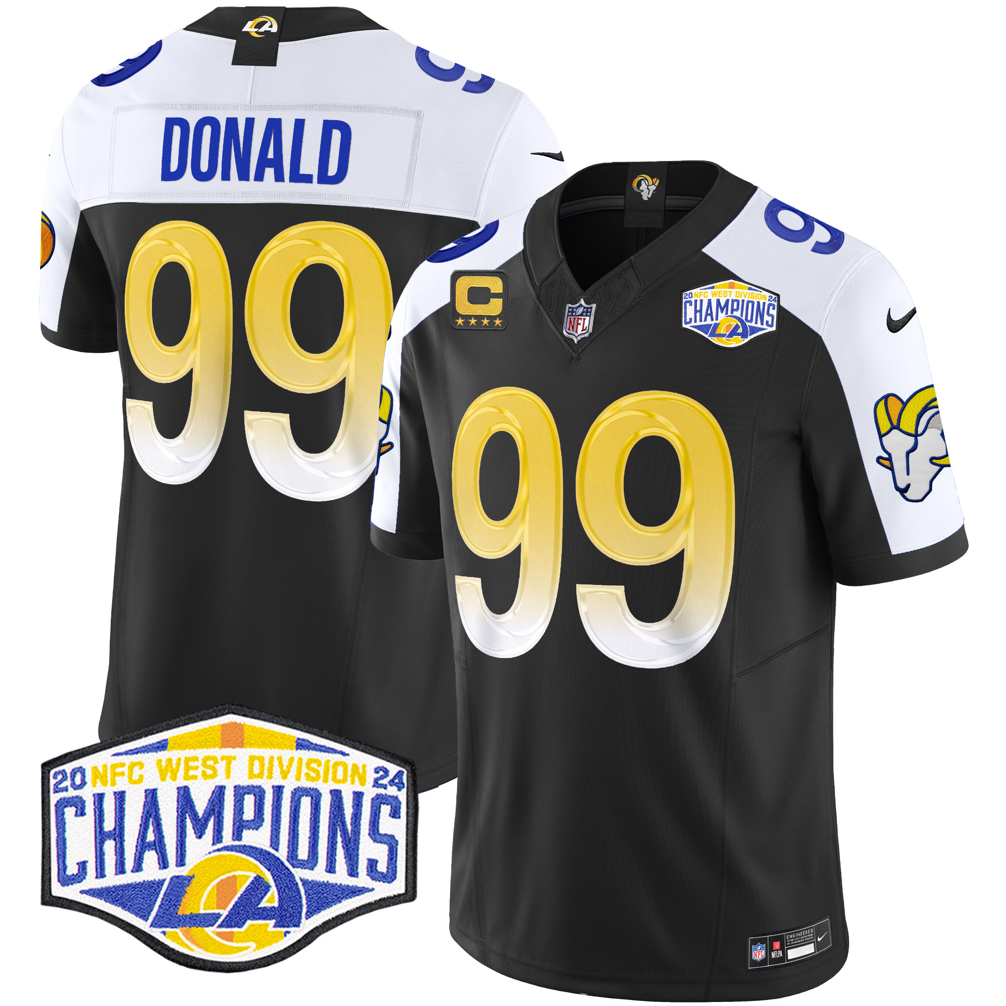 Aaron Donald Men's Los Angeles Rams 2024 NFC West Division Champions Vapor Limited Black Alternate Jersey - All Stitched