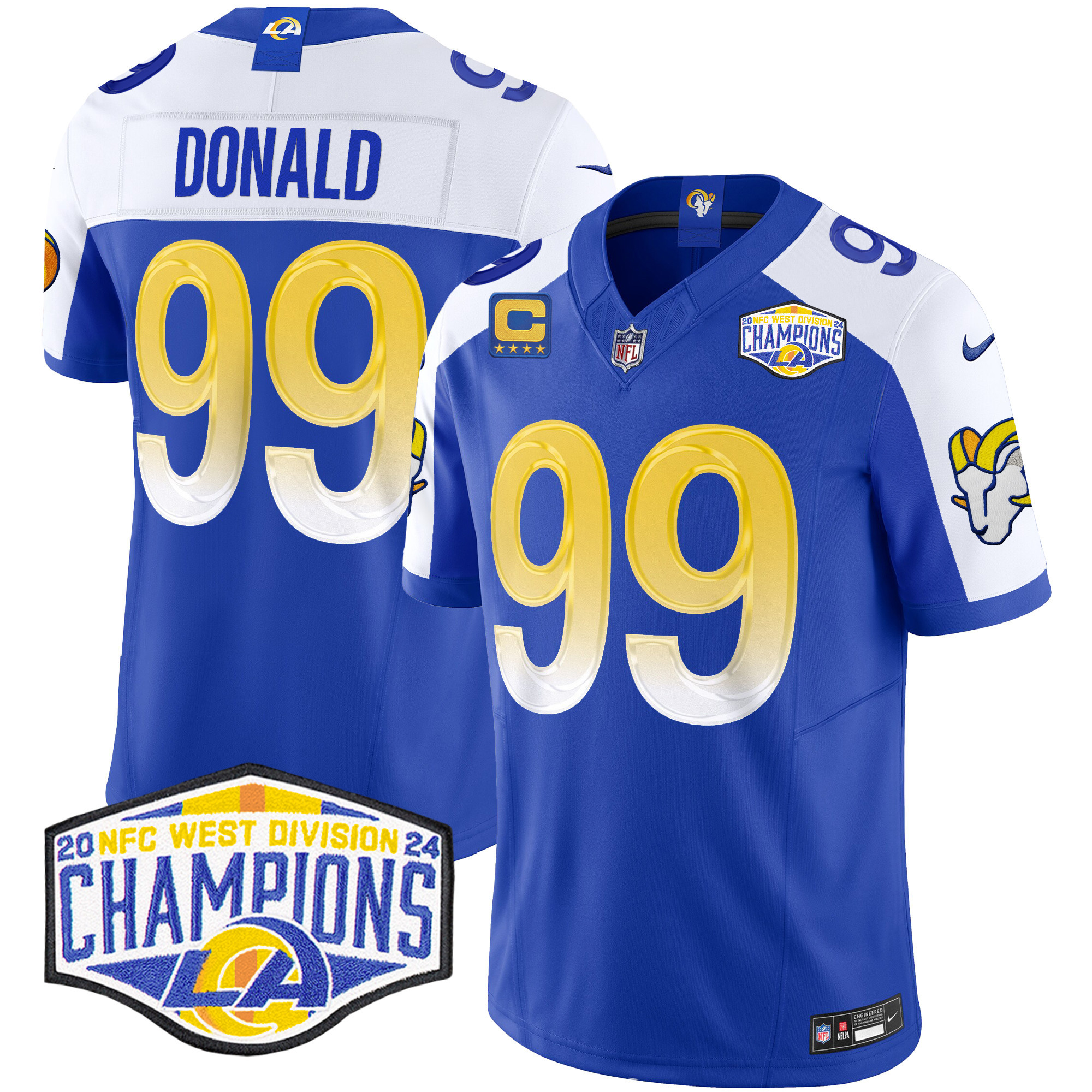 Aaron Donald Men's Los Angeles Rams 2024 NFC West Division Champions Vapor Limited Royal Alternate Jersey - All Stitched