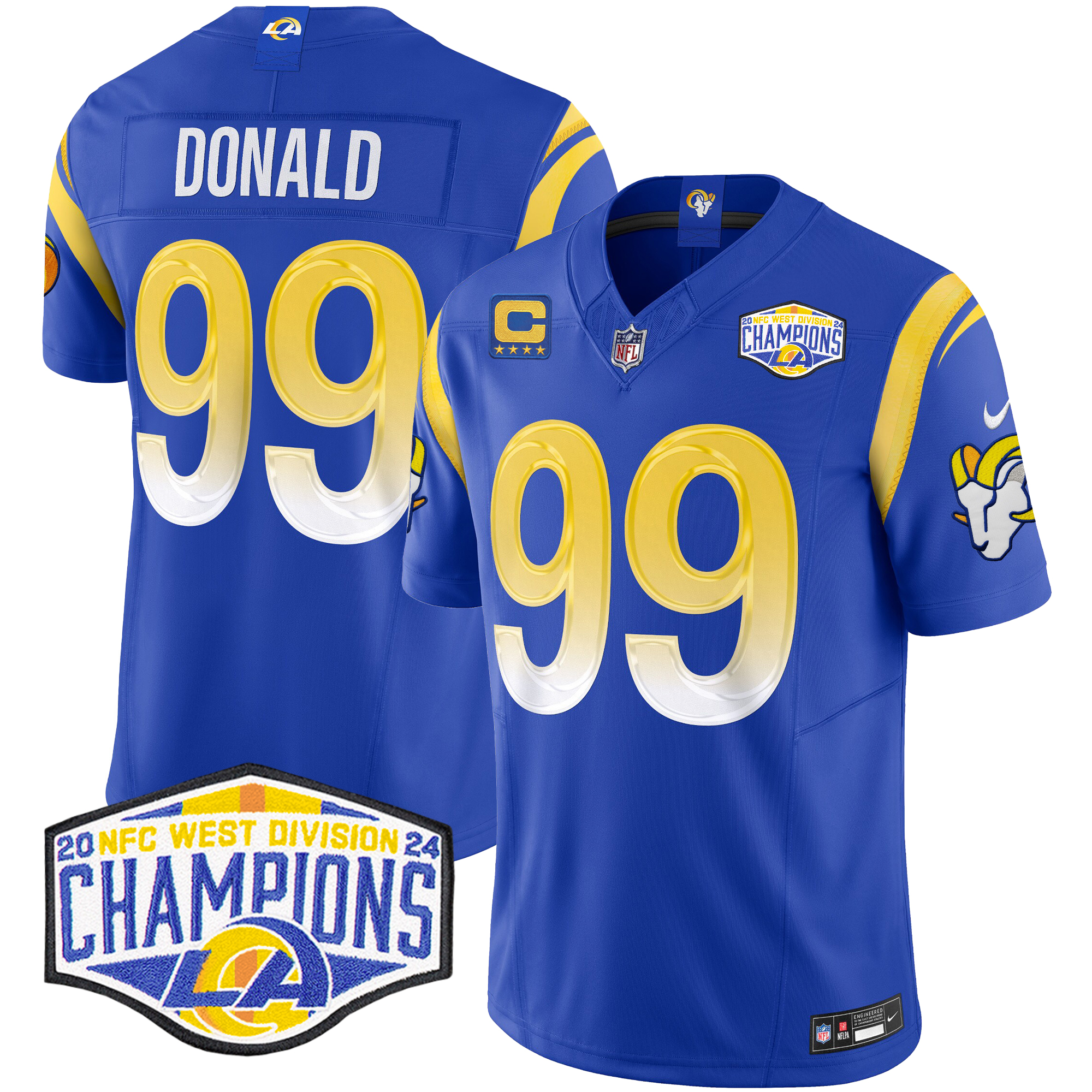 Aaron Donald Men's Los Angeles Rams 2024 NFC West Division Champions Vapor Limited Royal Jersey - All Stitched