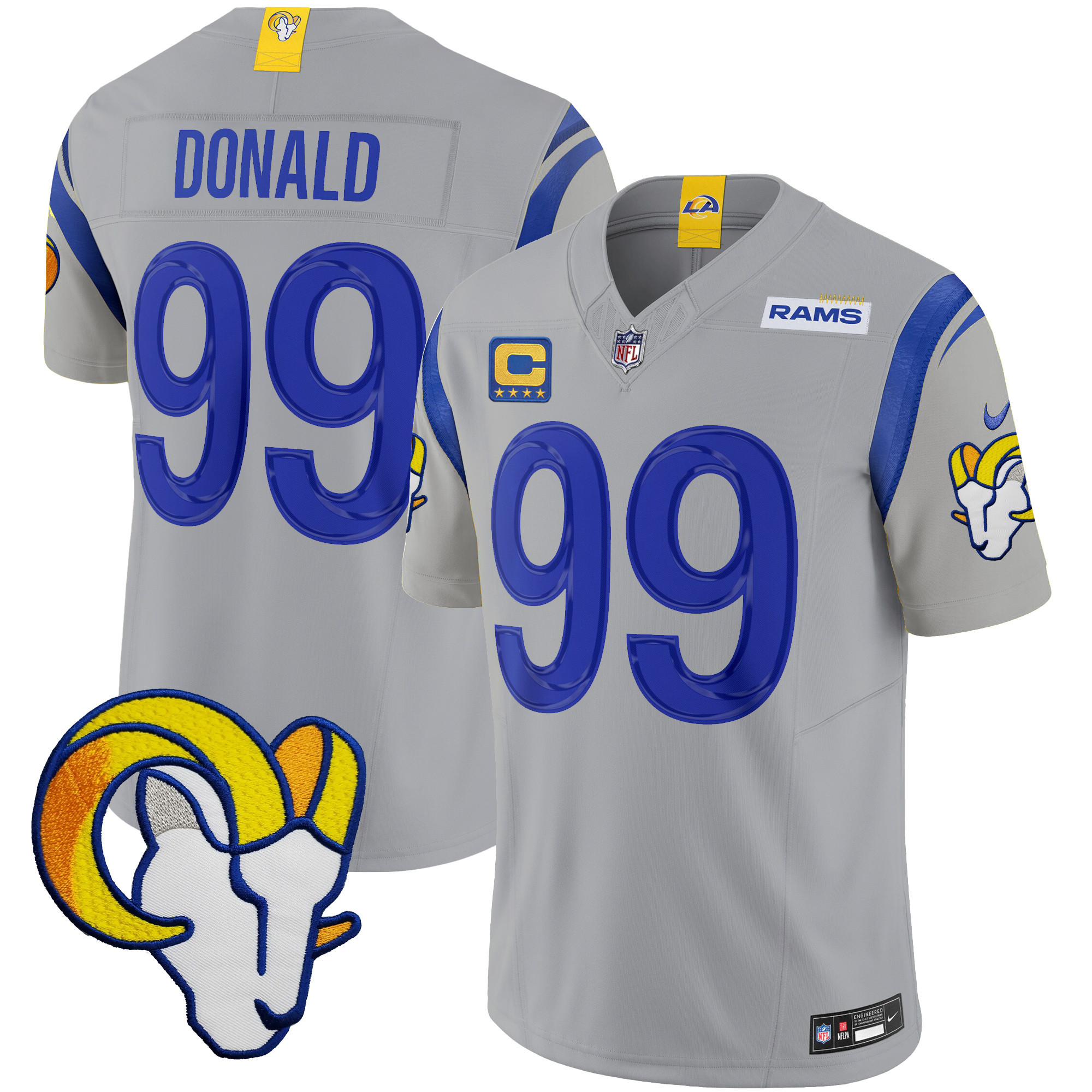 Aaron Donald Men's Los Angeles Rams Vapor Limited Gray Jersey - All Stitched