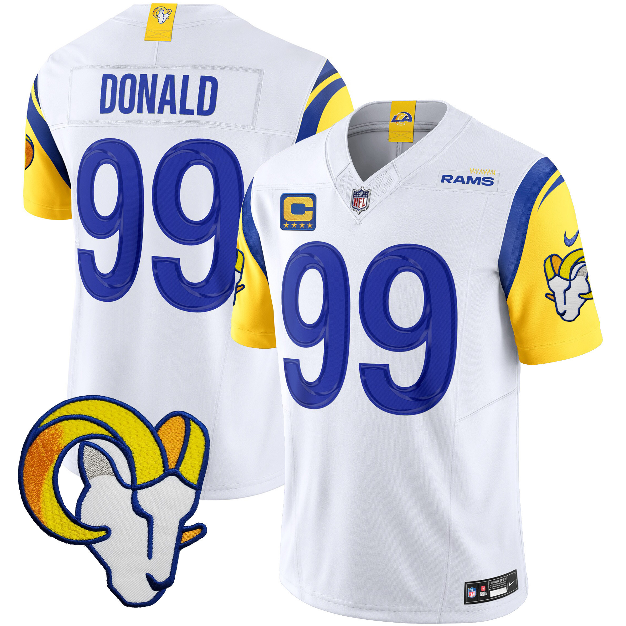 Aaron Donald Men's Los Angeles Rams Vapor Limited White Jersey - All Stitched