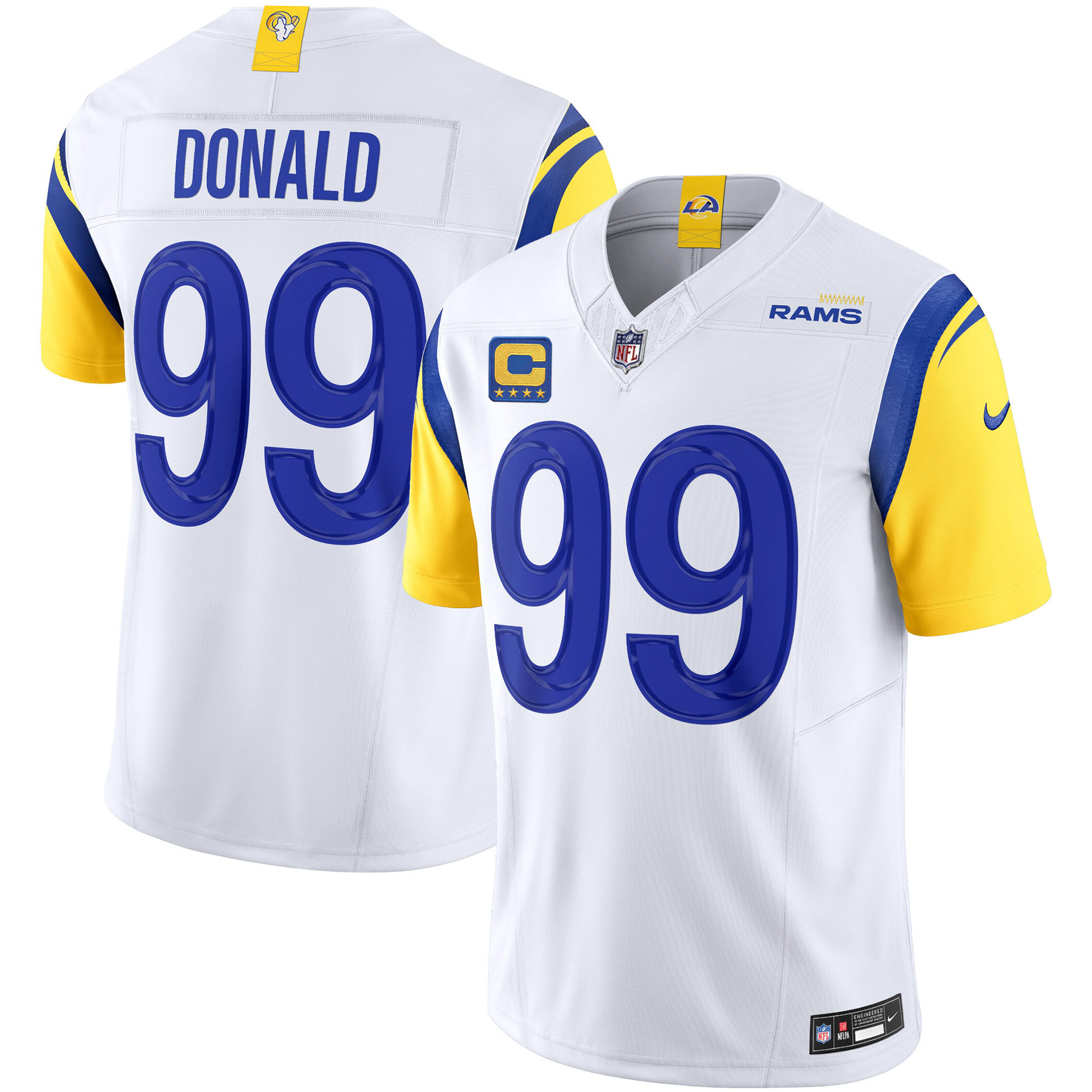 Aaron Donald Men's Los Angeles Rams Vapor Limited White Jersey - All Stitched