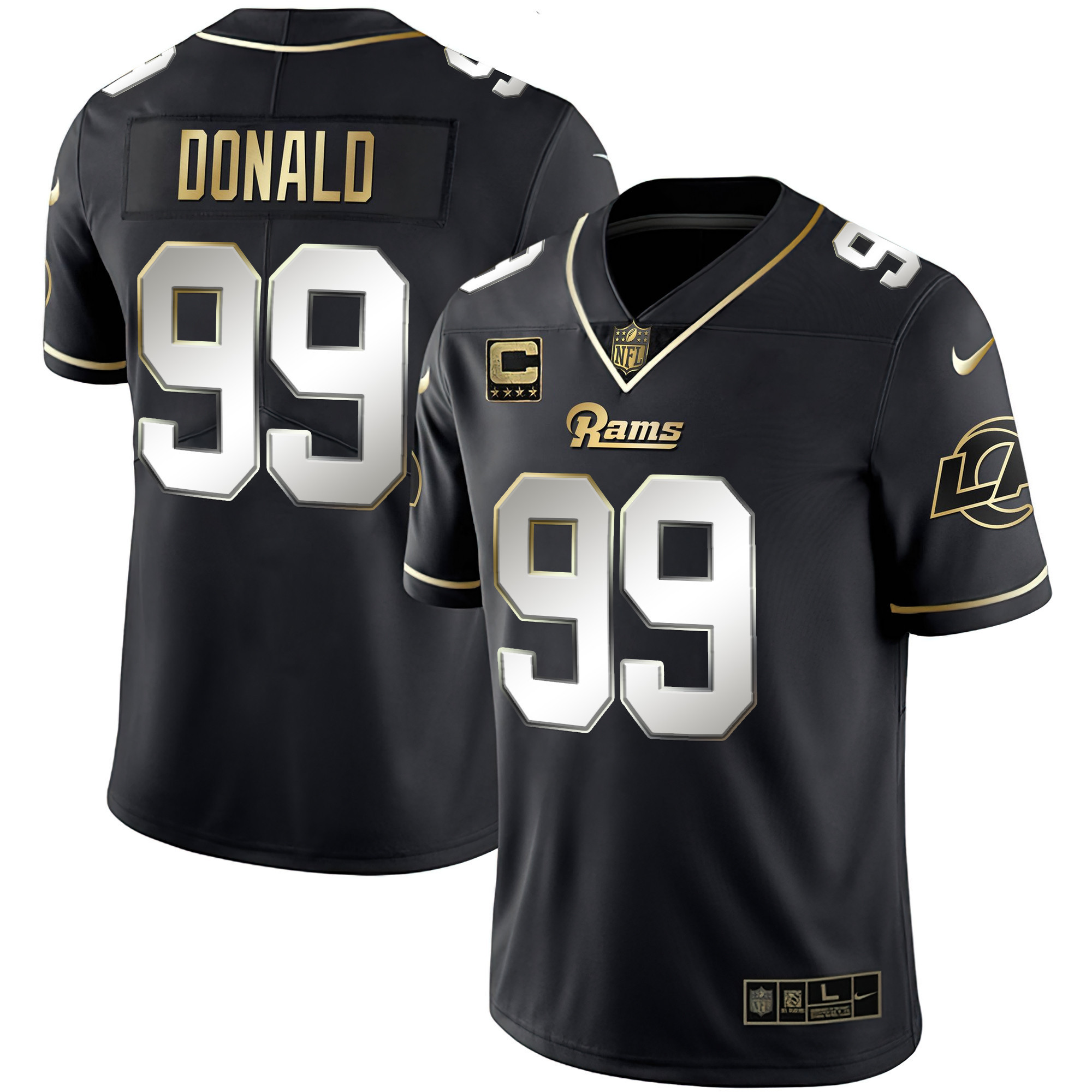 Aaron Donald Men's Los Angeles Rams White Gold & Black Gold Black Limited Jersey - All Stitched