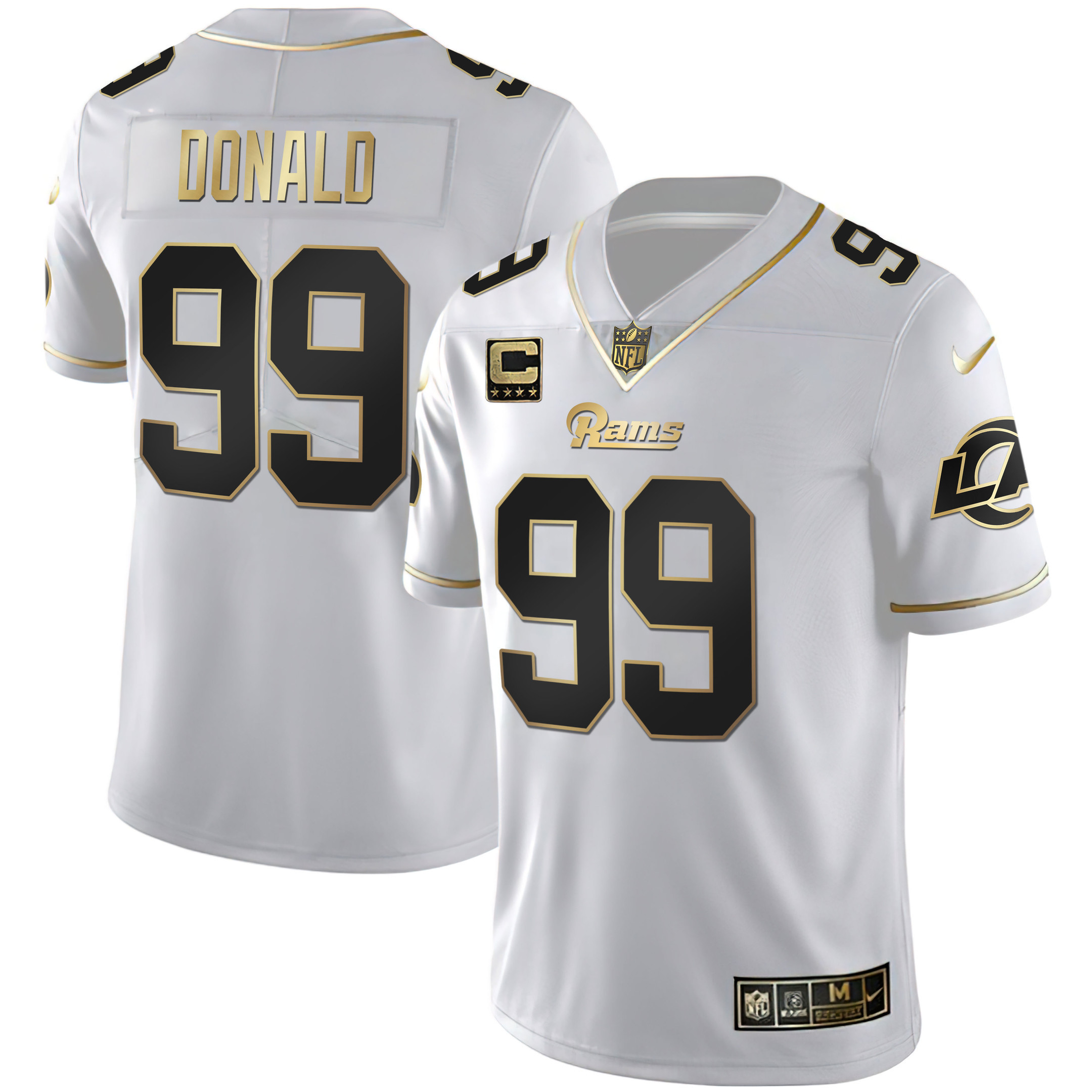 Aaron Donald Men's Los Angeles Rams White Gold & Black Gold White Gold Jersey - All Stitched