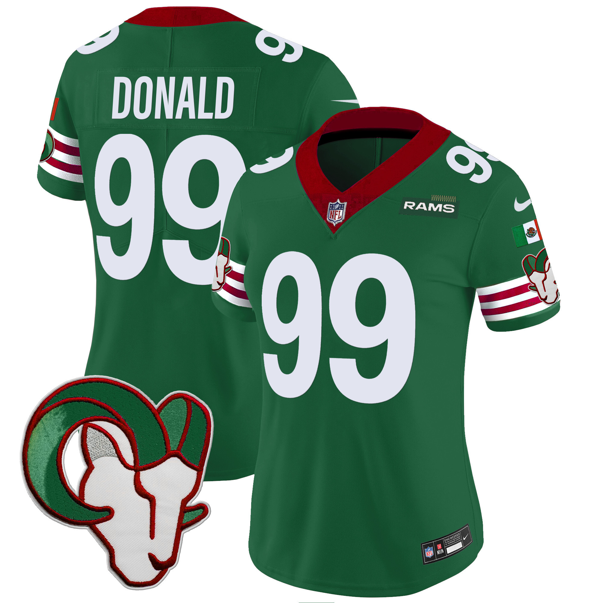 Aaron Donald Women's Los Angeles Rams Mexico Vapor Limited Green Jersey - All Stitched