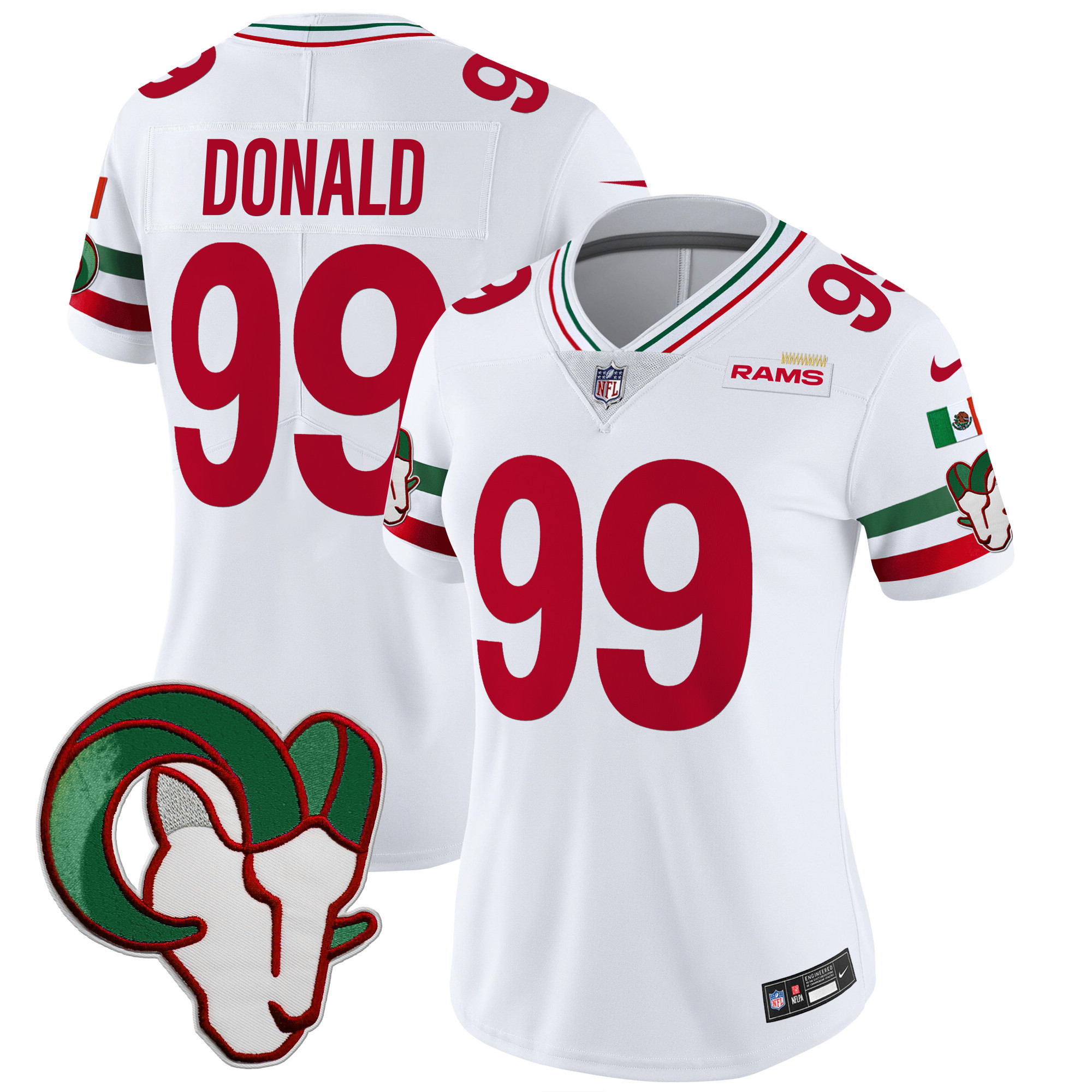 Aaron Donald Women's Los Angeles Rams Mexico Vapor Limited White Jersey - All Stitched