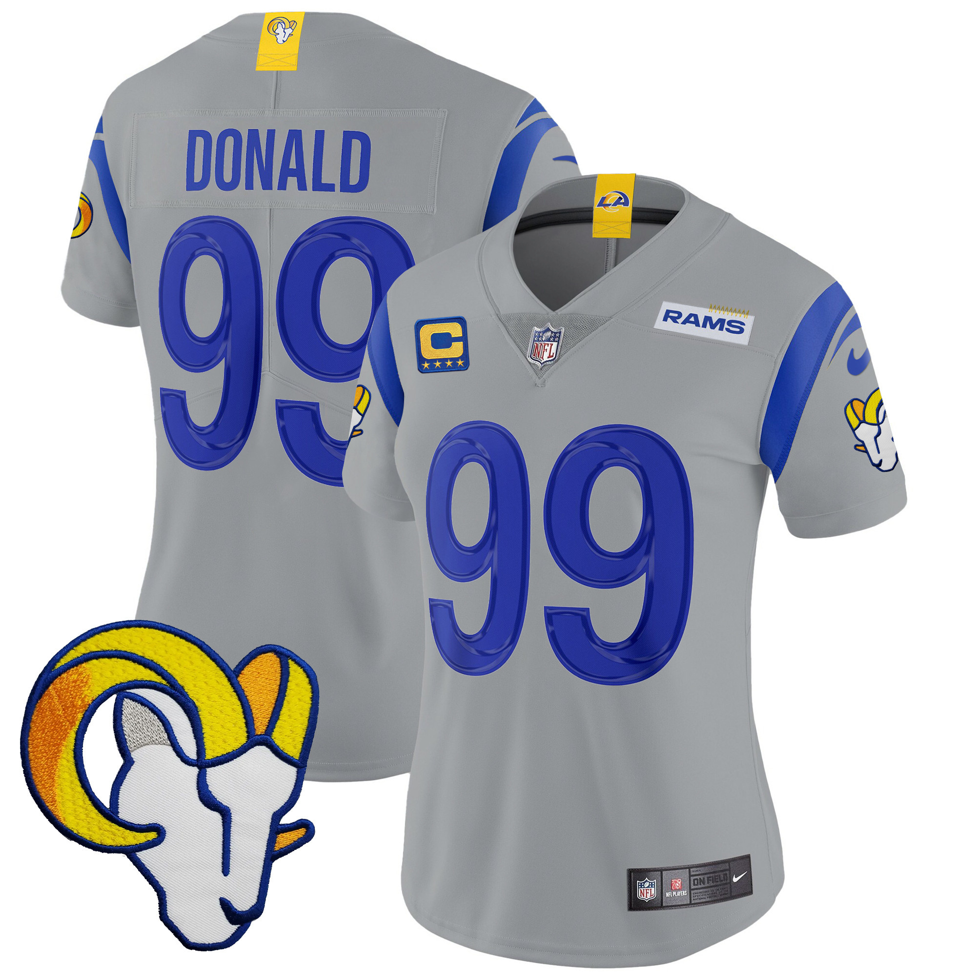 Aaron Donald Women's Los Angeles Rams Vapor Limited Gray Jersey - All Stitched