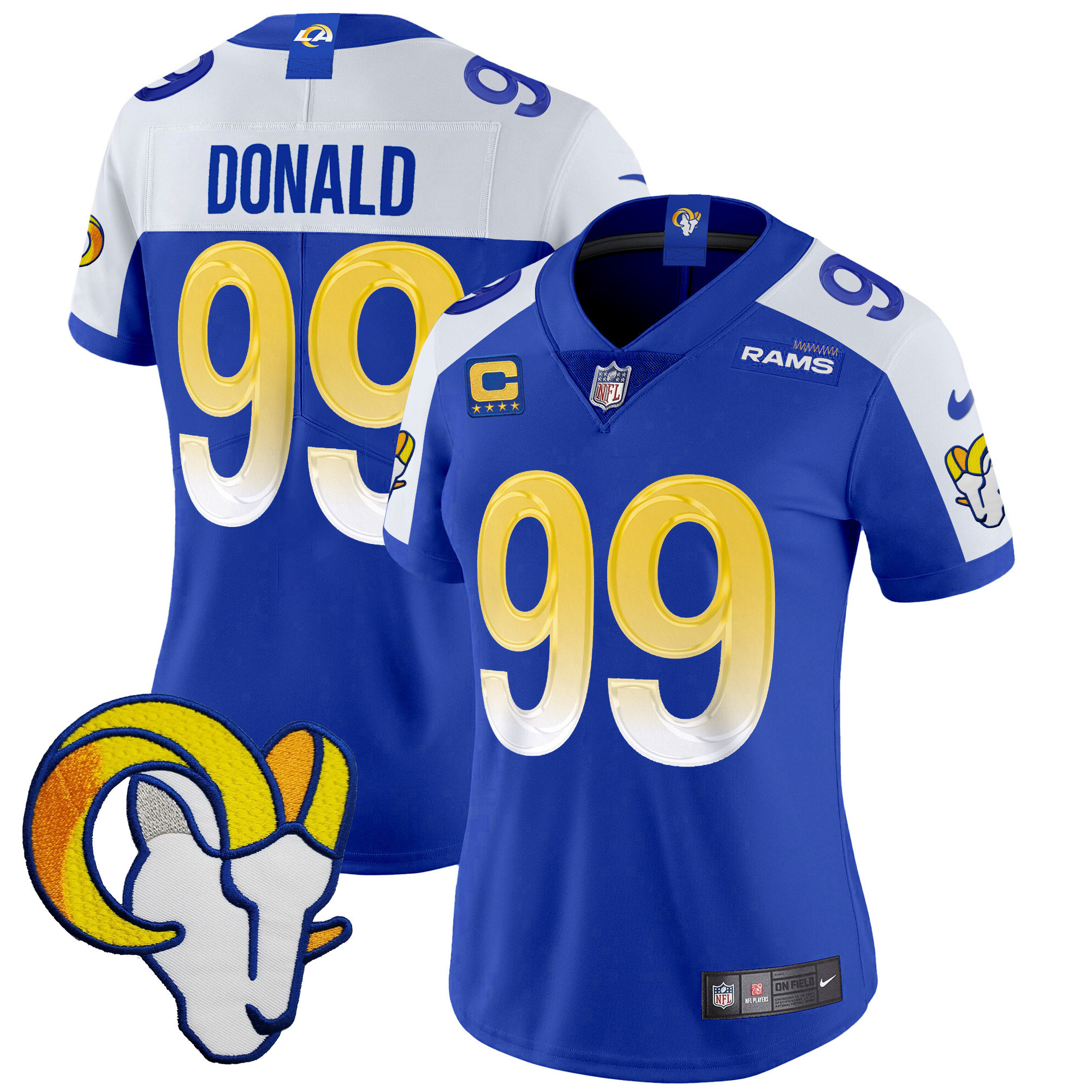 Aaron Donald Women's Los Angeles Rams Vapor Limited Royal Alternate Jersey - All Stitched