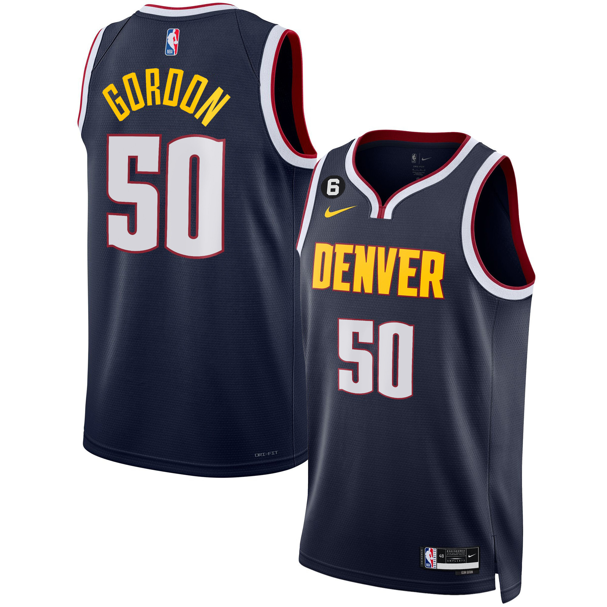 Aaron Gordon Men's Denver Nuggets #6 Patch Collection Icon Jersey - All Stitched