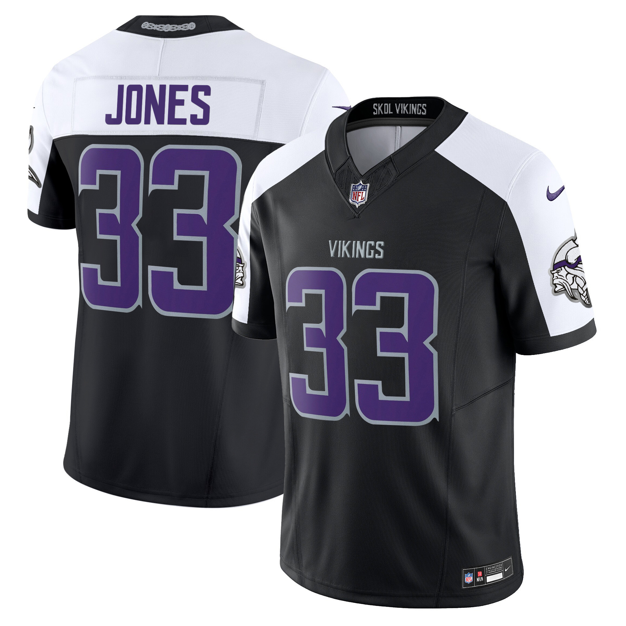 Aaron Jones Men's 2024 Minnesota Vikings Winter Warrior Vapor Limited Black Alternate Jersey - All Stitched