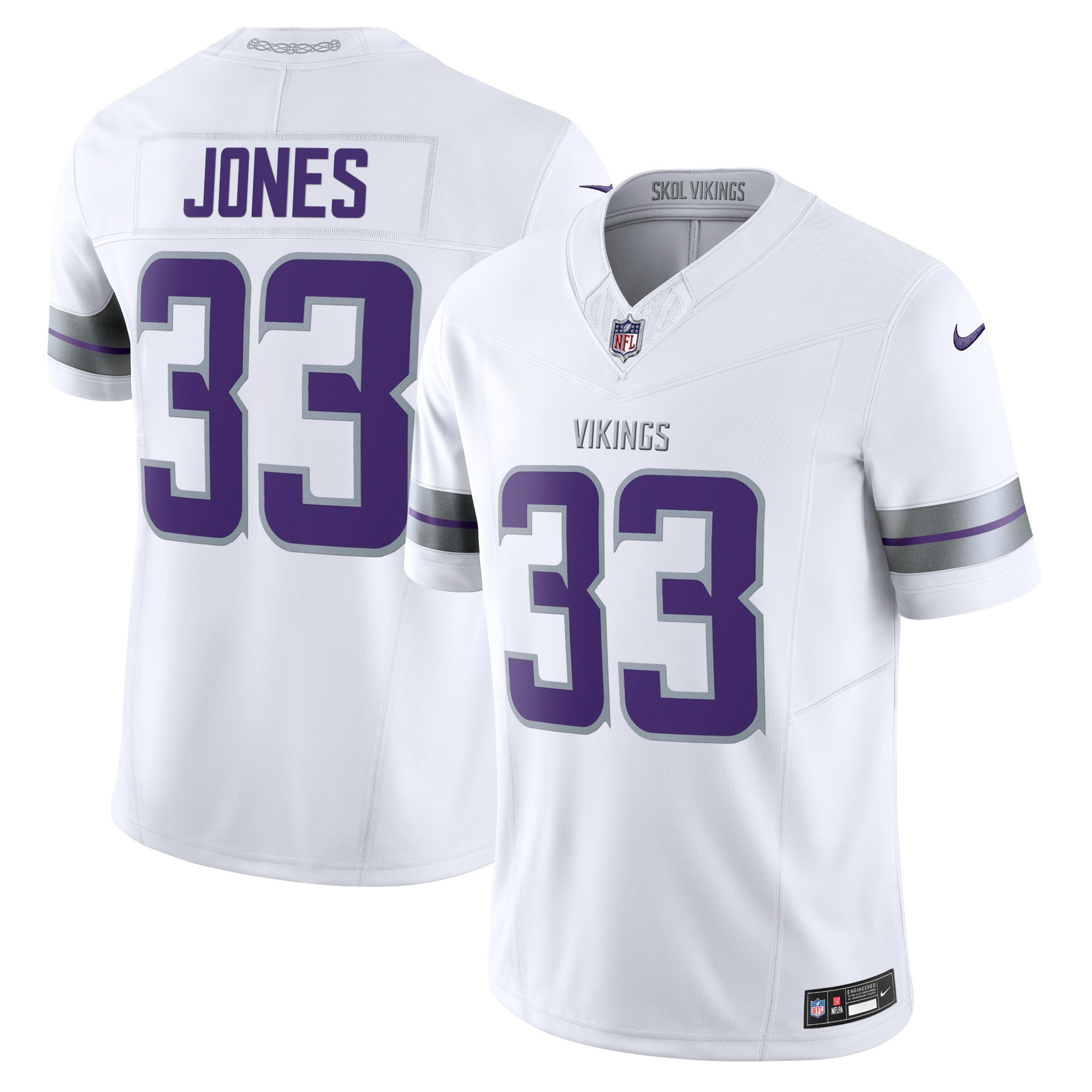 Aaron Jones Men's 2024 Minnesota Vikings Winter Warrior Vapor Limited White Jersey - All Stitched