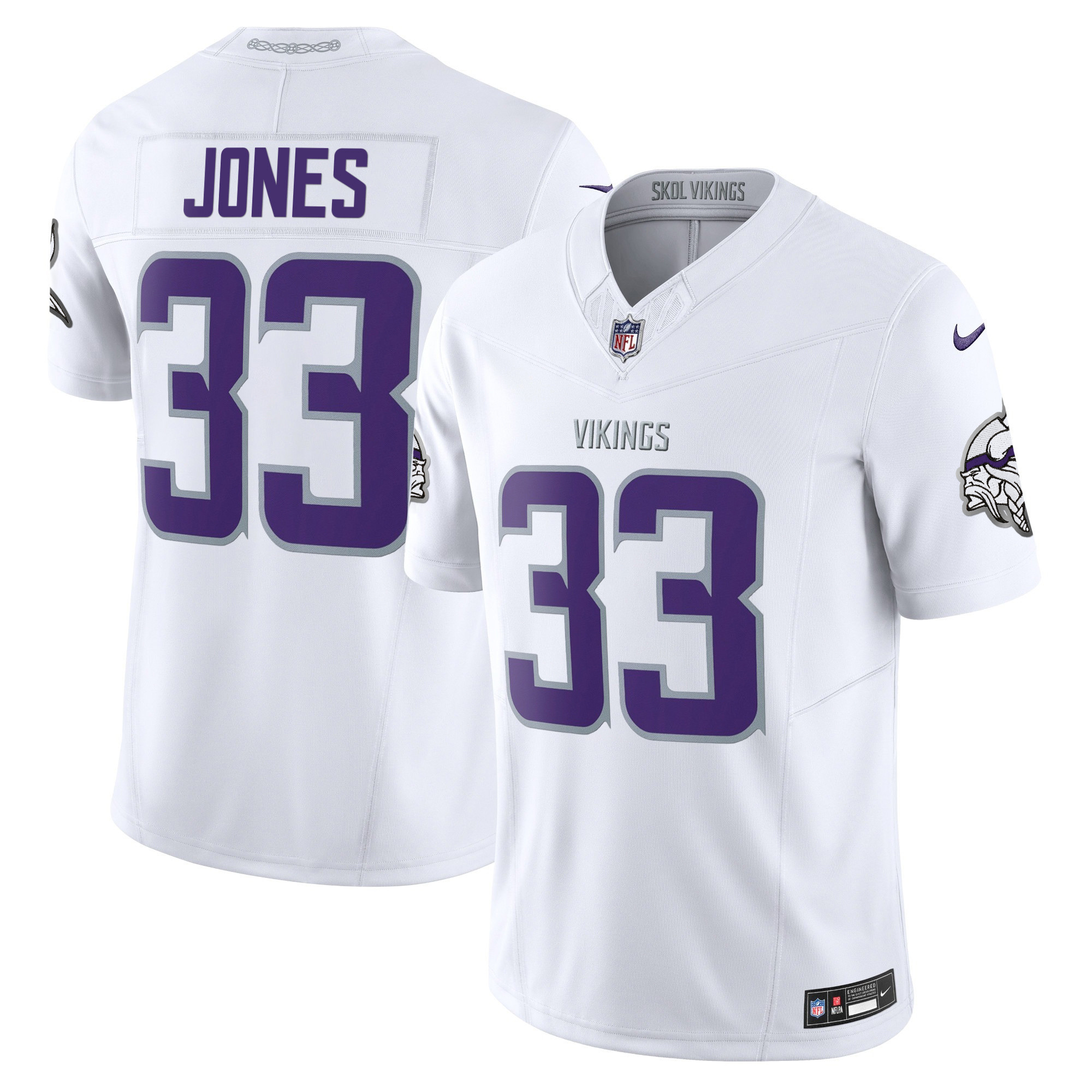 Aaron Jones Men's 2024 Minnesota Vikings Winter Warrior Vapor Limited White Limited Jersey - All Stitched