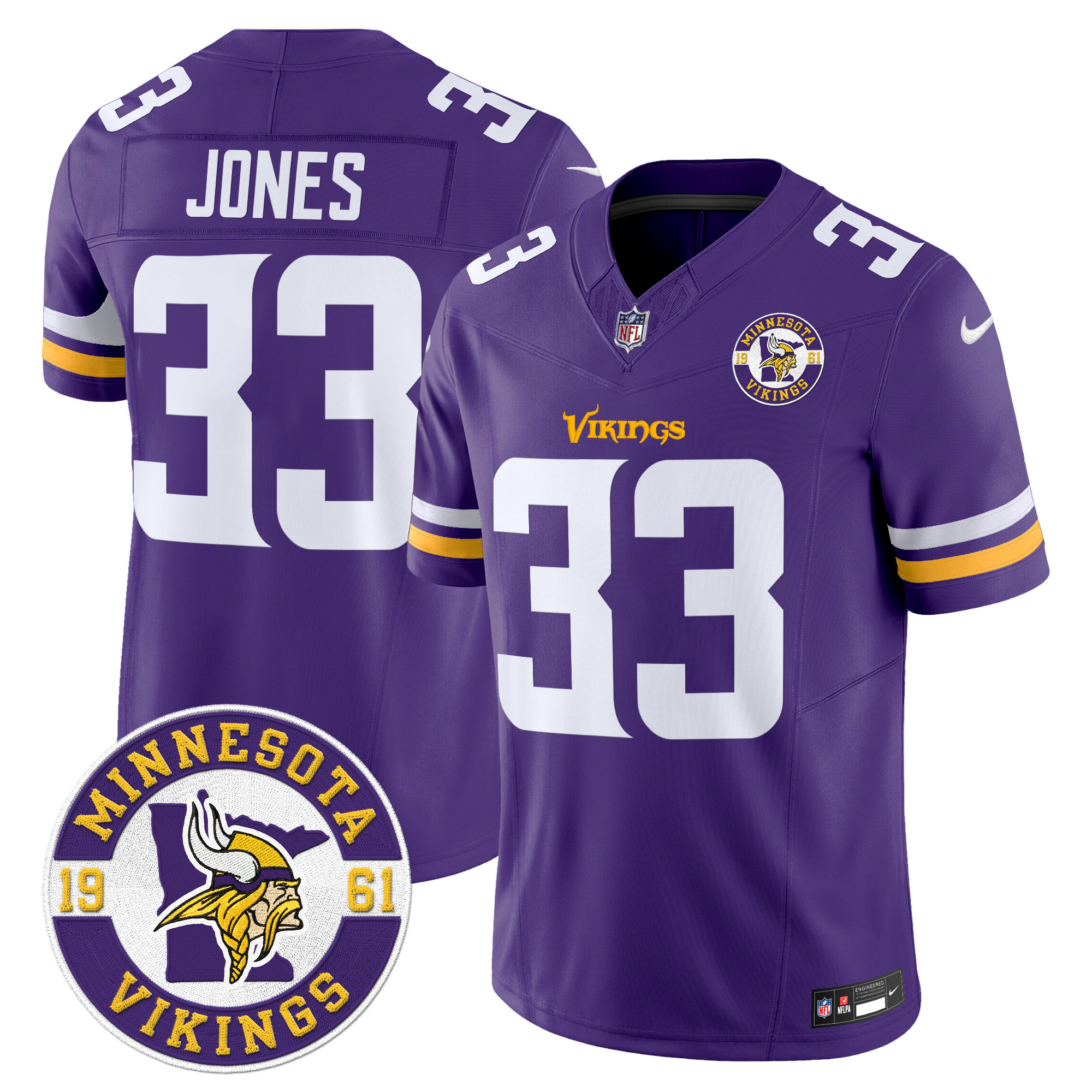 Aaron Jones Men's Minnesota Vikings 2024 Vapor Limited Purple Jersey - All Stitched