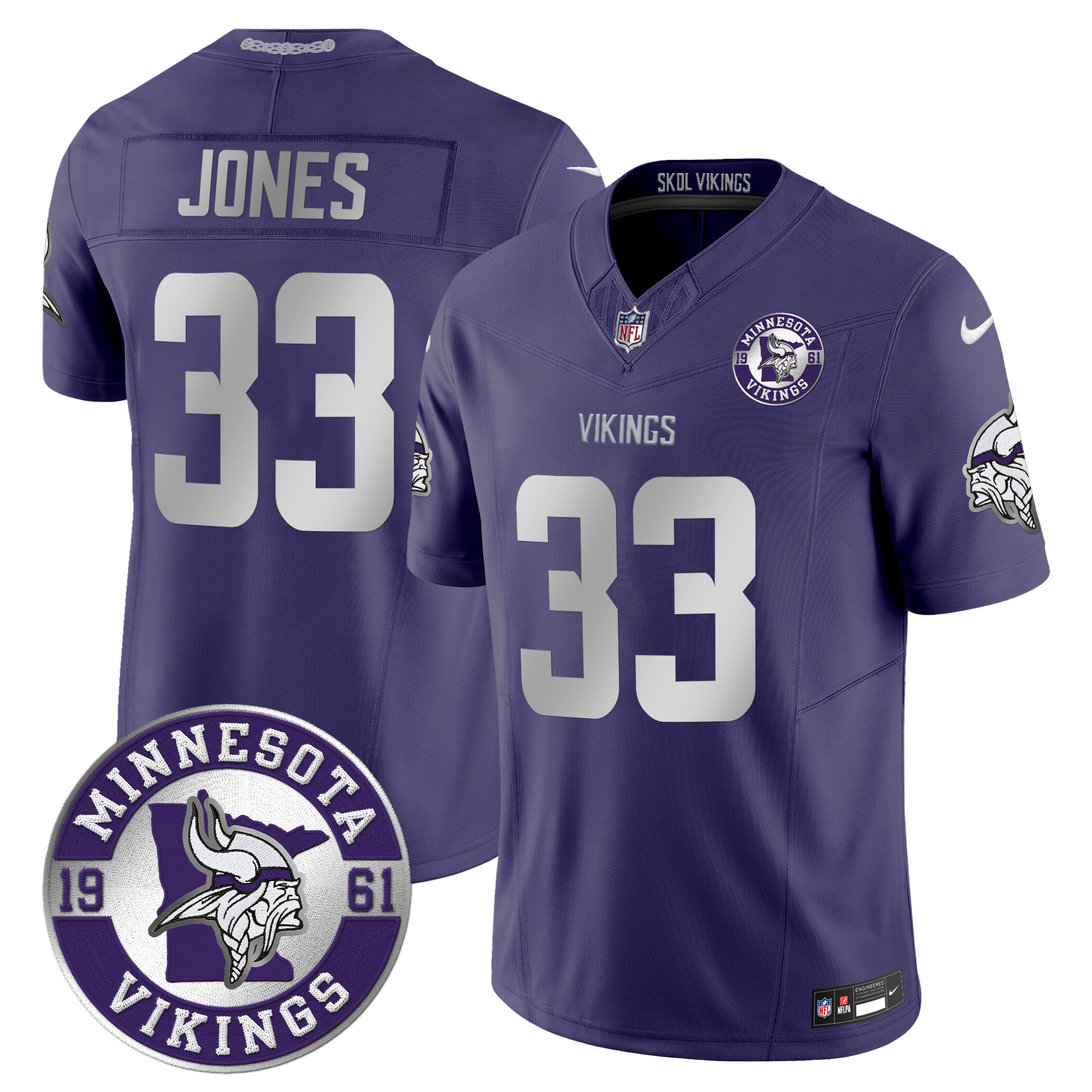 Aaron Jones Men's Minnesota Vikings 2024 Vapor Limited Purple Jersey - All Stitched