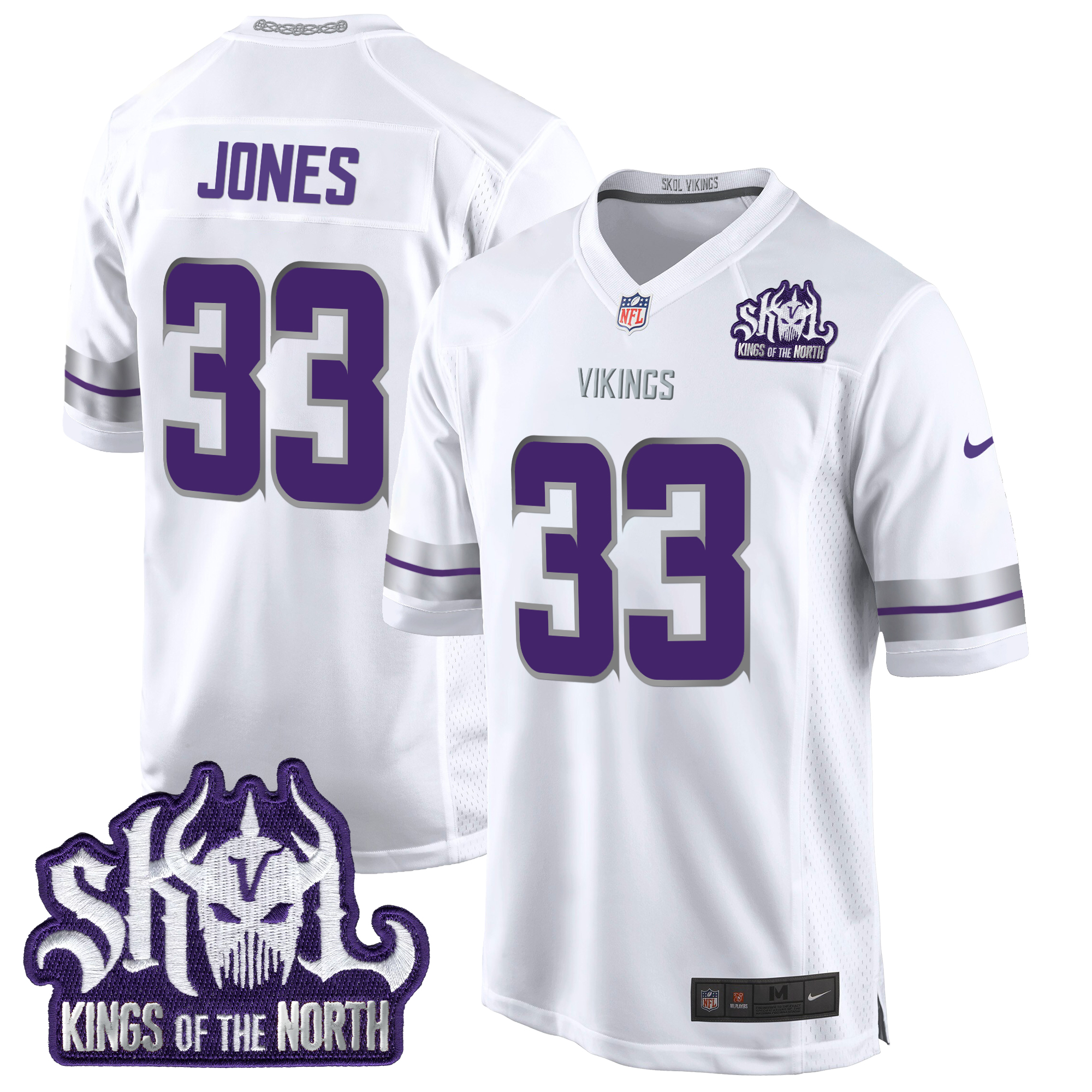 Aaron Jones Men's Minnesota Vikings 2024 Winter Warrior Skol Patch Game White Jersey - All Stitched