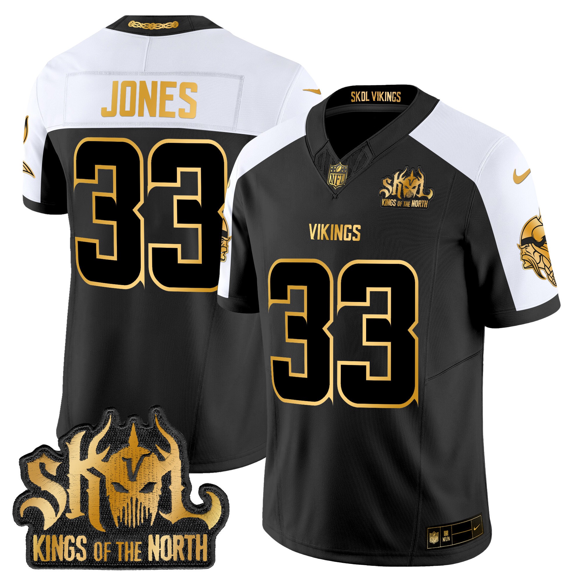 Aaron Jones Men's Minnesota Vikings 2024 Winter Warrior Skol Patch Gold Vapor Limited Alternate Jersey - All Stitched