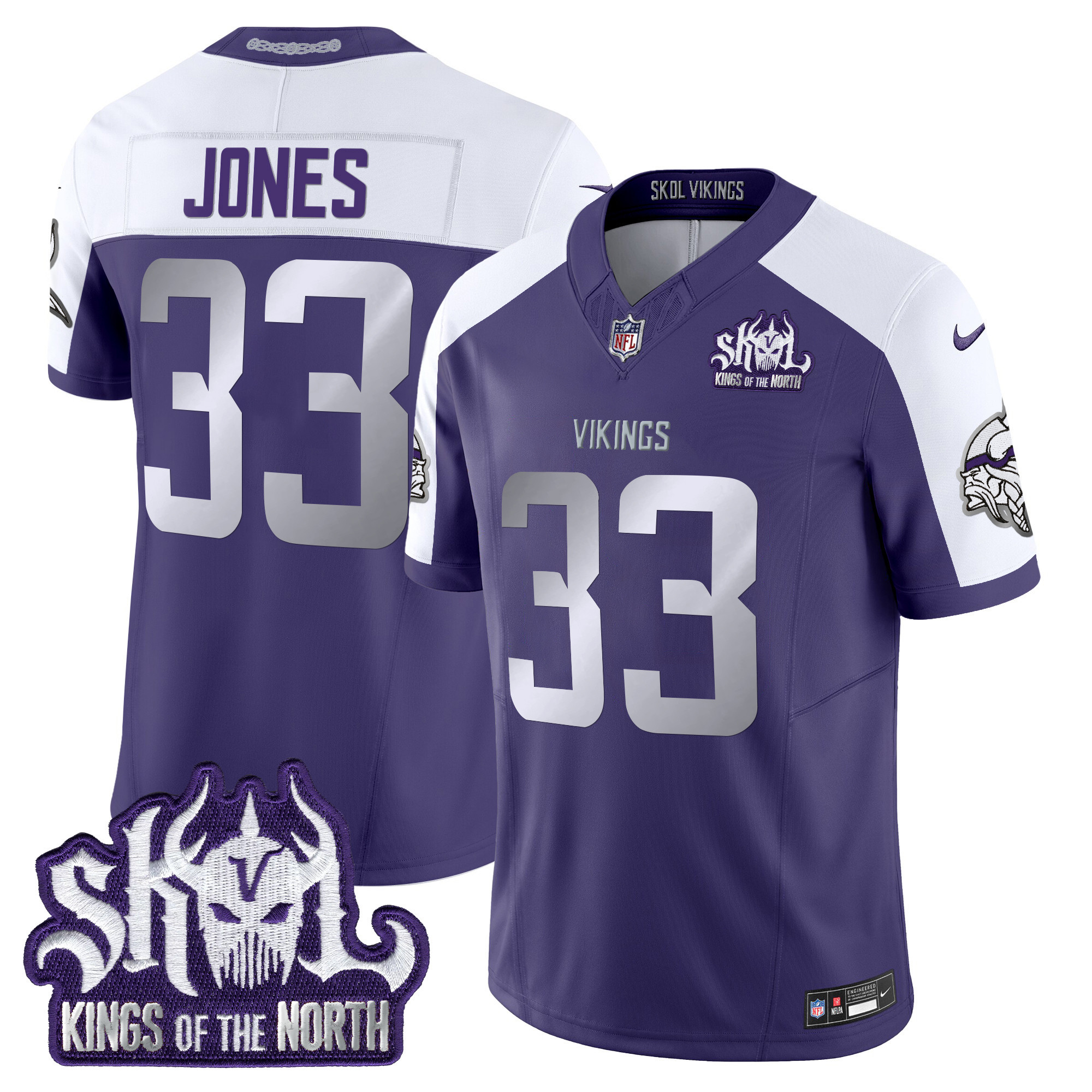 Aaron Jones Men's Minnesota Vikings 2024 Winter Warrior Skol Patch Vapor Limited Purple Alternate Jersey - All Stitched