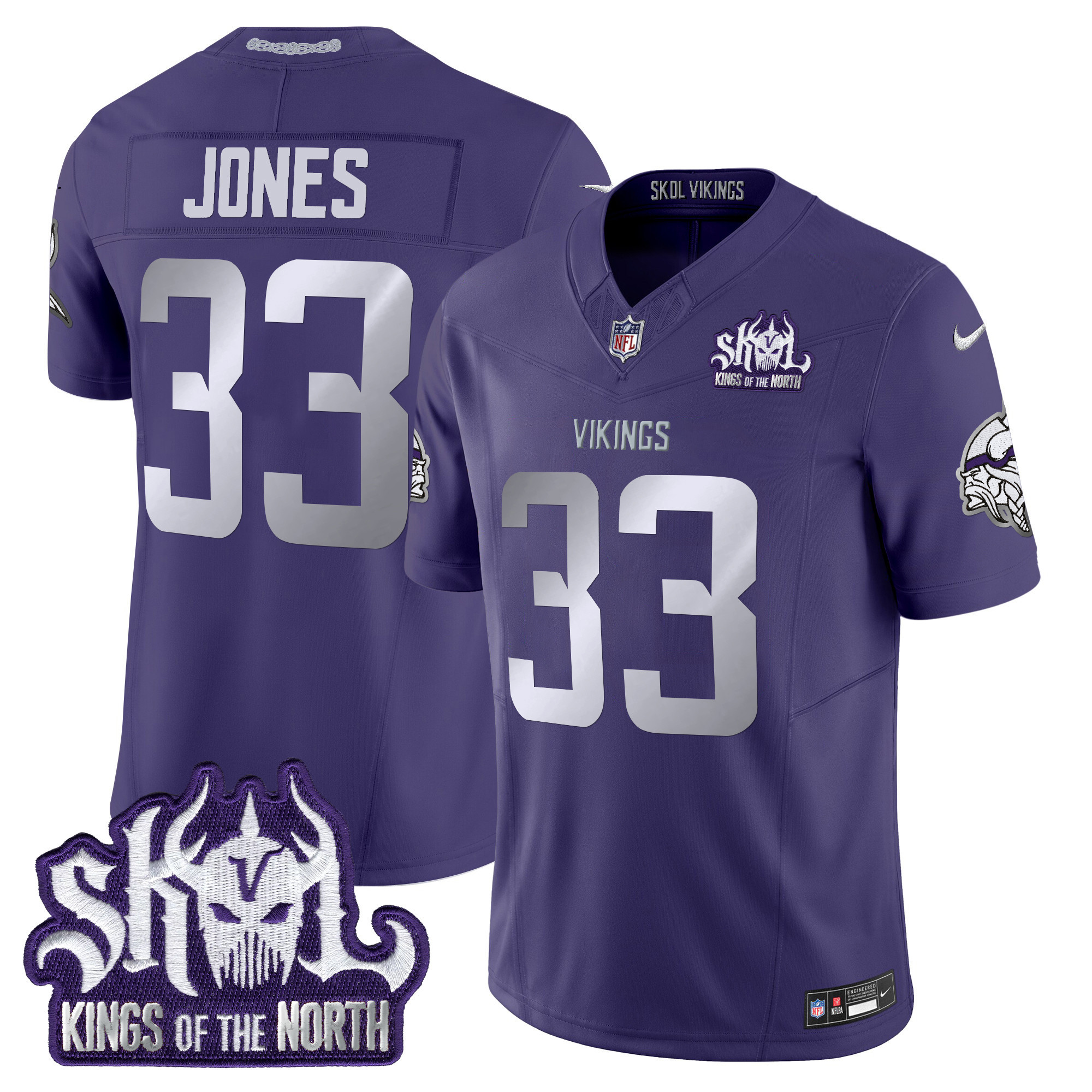 Aaron Jones Men's Minnesota Vikings 2024 Winter Warrior Skol Patch Vapor Limited Purple Jersey - All Stitched