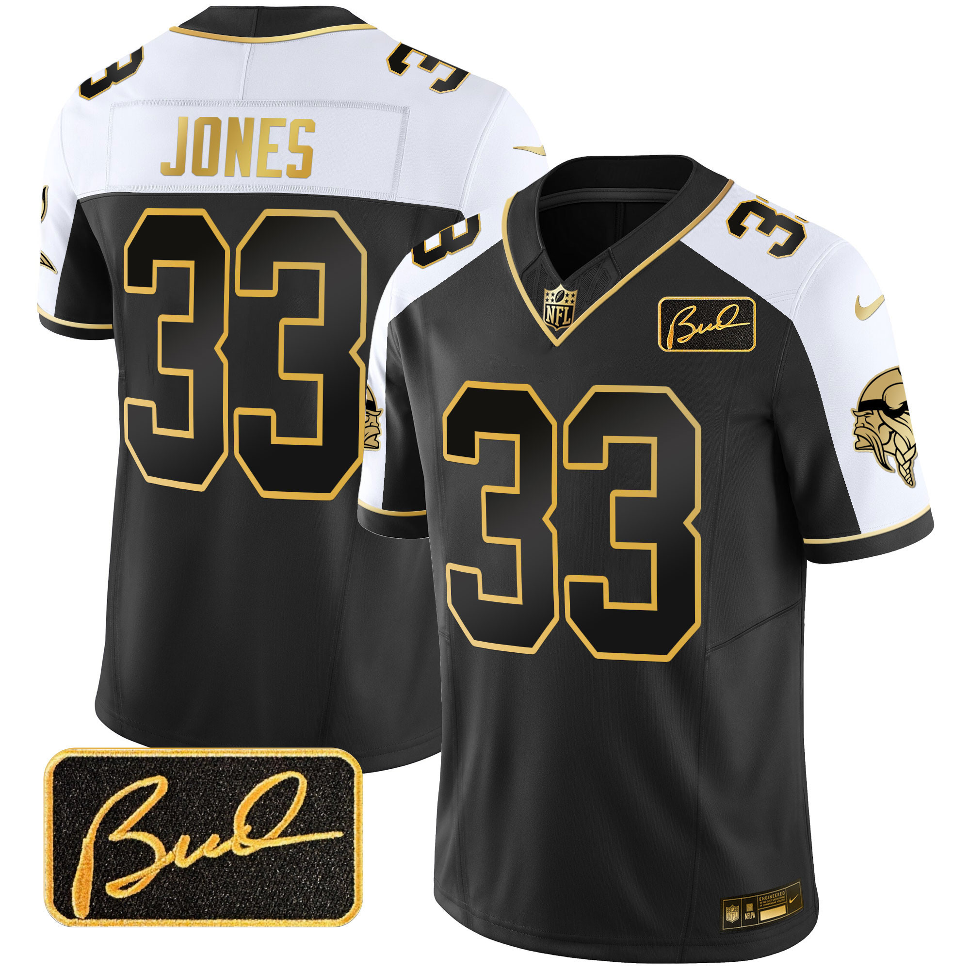 Aaron Jones Men's Minnesota Vikings Bud Grant Patch Gold Limited Alternate Jersey - All Stitched