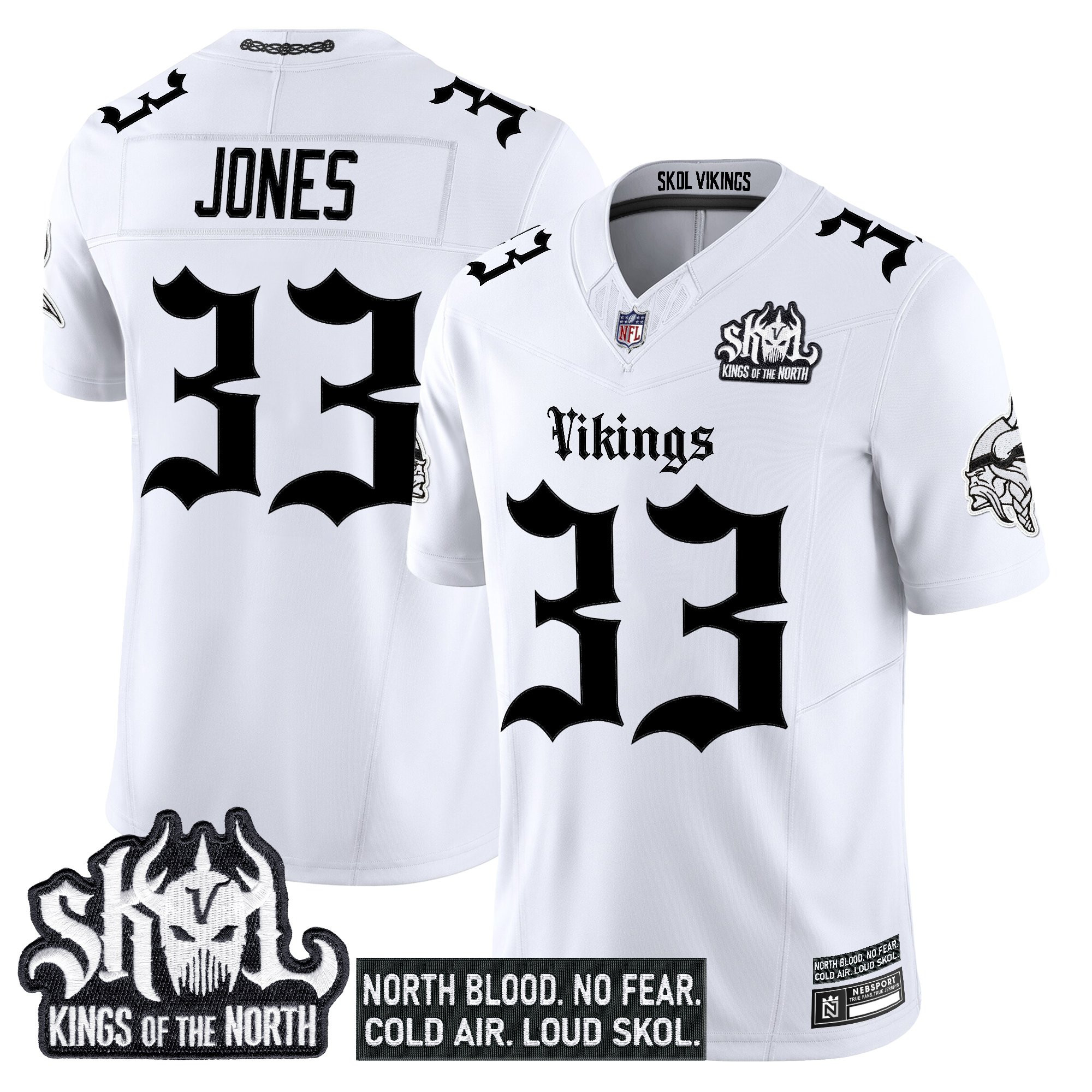 Aaron Jones Men's Minnesota Vikings 'Gothic Norseblood Edition' Vapor Limited White Jersey - All Stitched