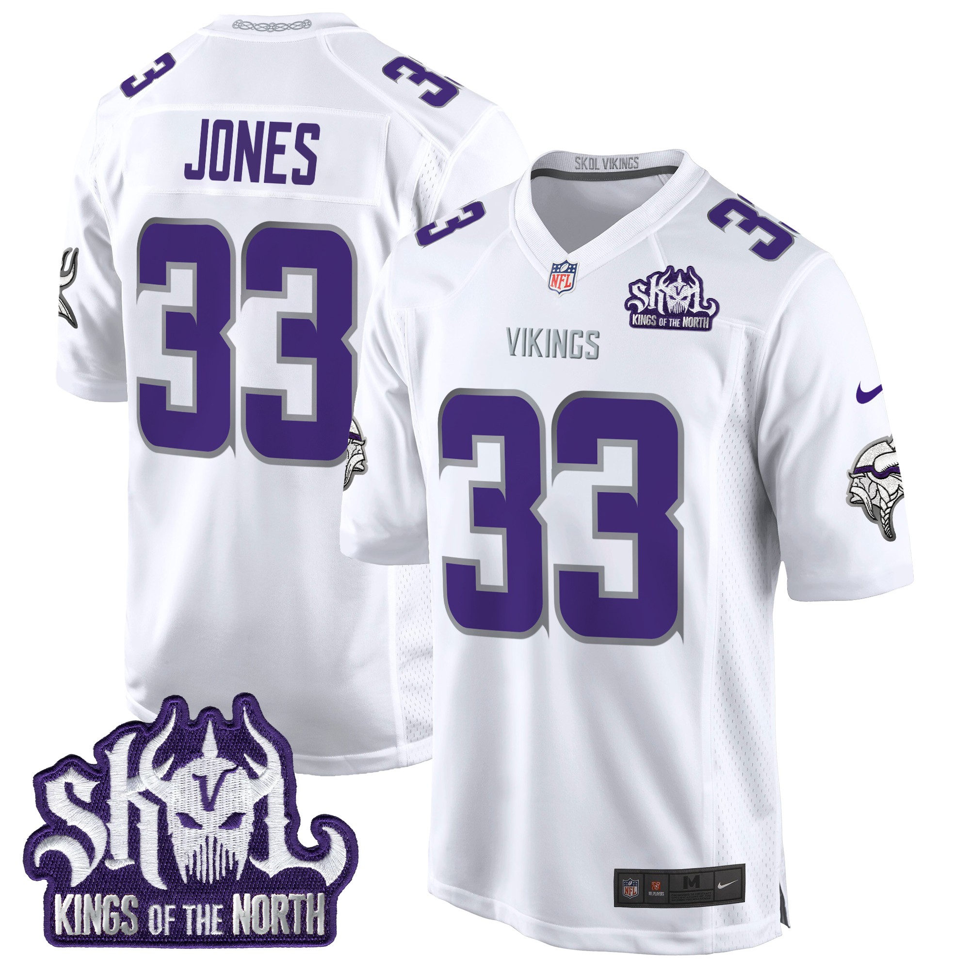 Aaron Jones Men's Minnesota Vikings King Of The North Patch Game Winter Warrior Jersey - All Stitched